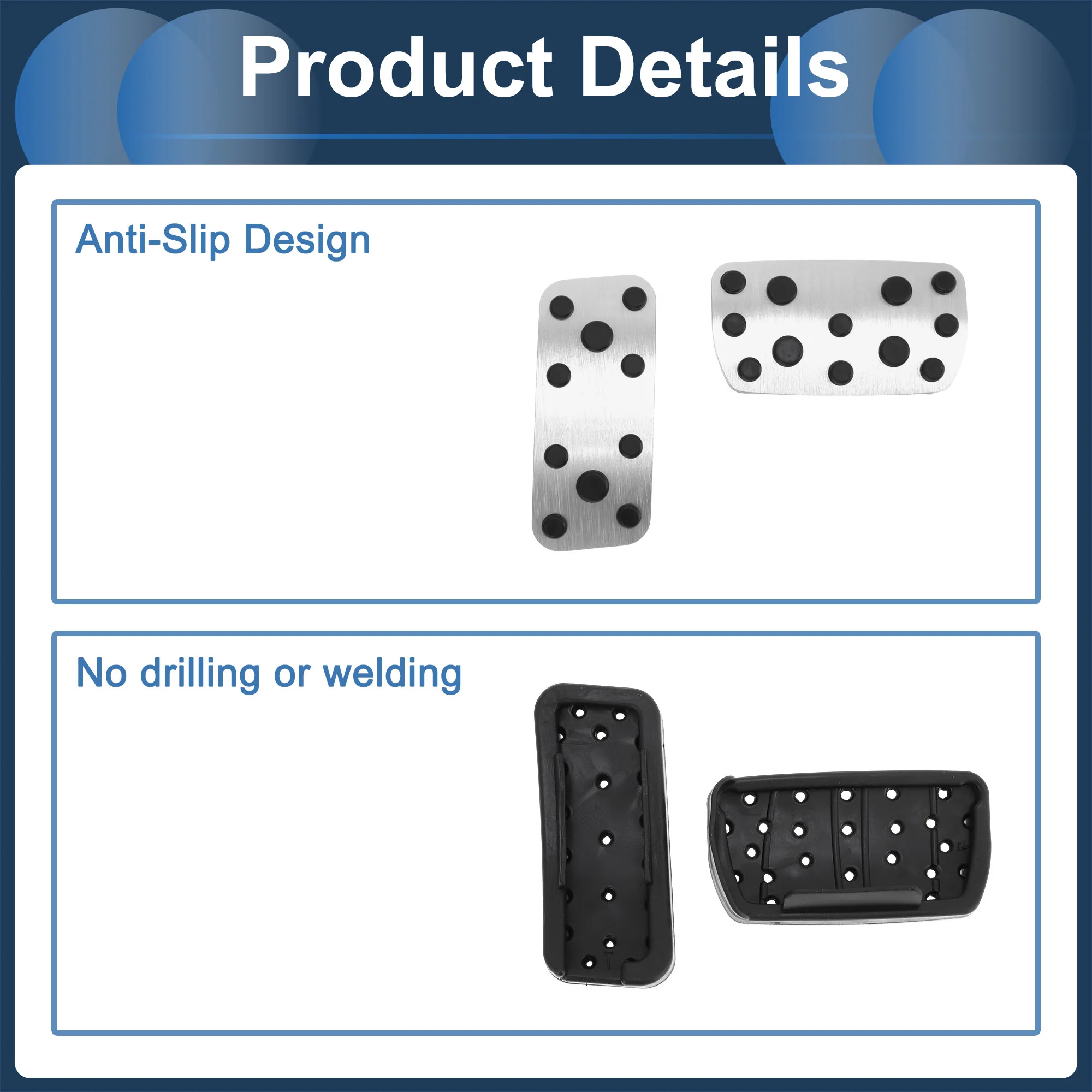 2 Pcs Foot Accelerator Pedal Covers for Subaru Forester 2006-2018 Silver Tone - Image 6