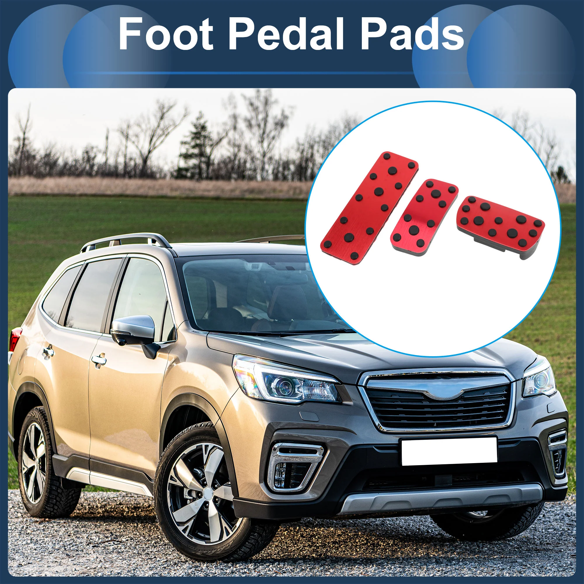 3 Pcs Automatic Foot Accelerator Pedal Covers for Subaru Forester 2006-2018 Red - Image 2