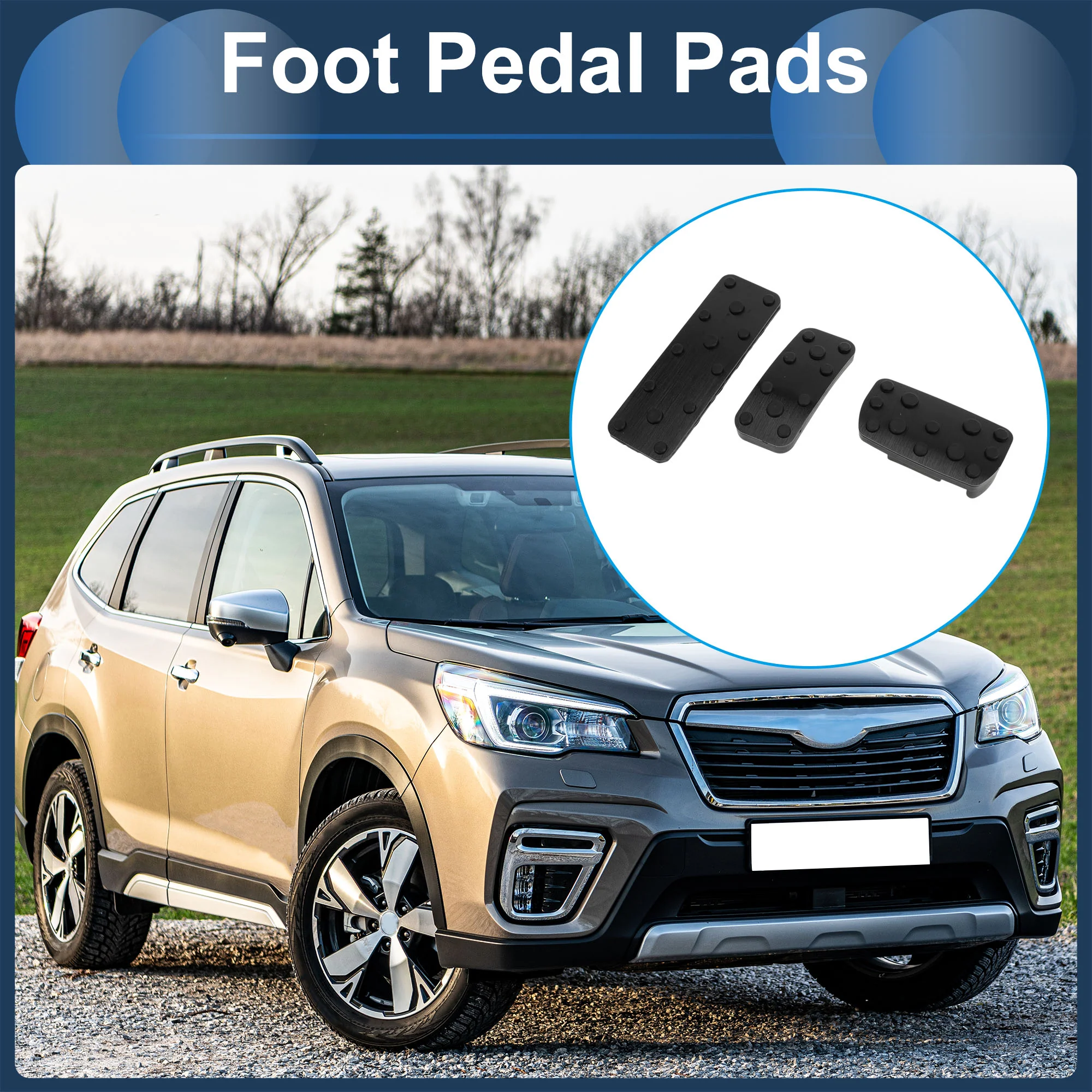 3 Pcs Automatic Foot Accelerator Pedal Covers for Subaru Forester 03-05 Black - Image 2
