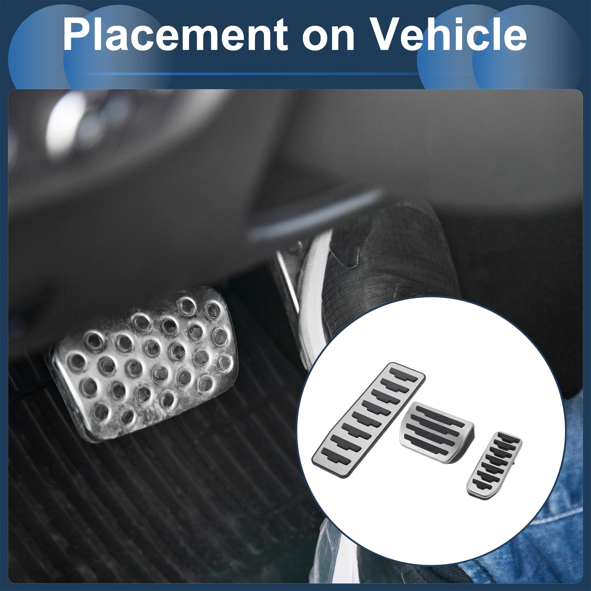 3 Pcs Automatic Foot Pedal Pads Foot Accelerator Pedal Covers for Land Rover Range Rover Evoque 2012-2019 Stainless Steel Silver Tone - Image 4