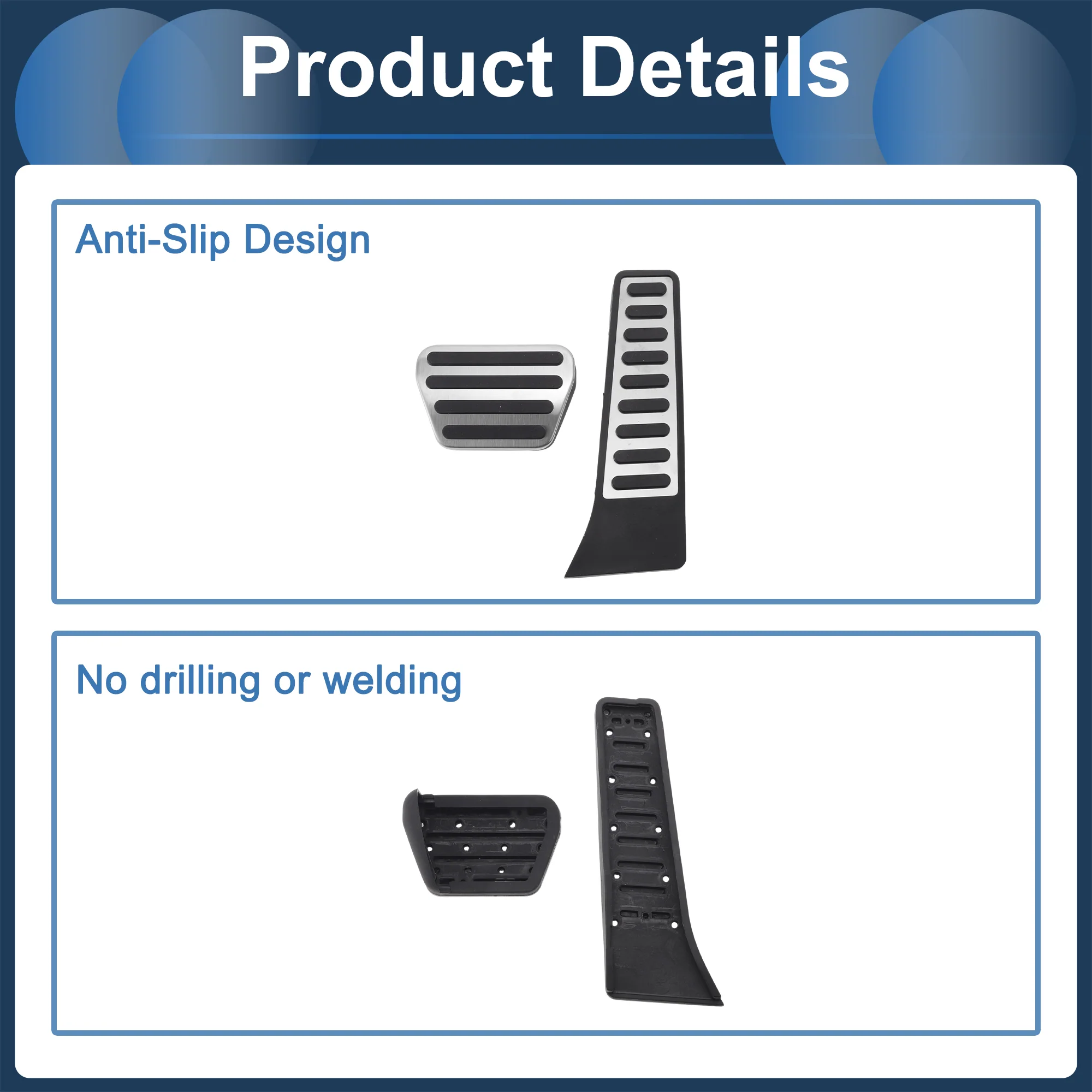 2 Pcs Automatic Foot Pedal Pads Foot Accelerator Pedal Covers for Land Rover Range Rover 2005-2012 Stainless Steel Silver Tone - Image 7