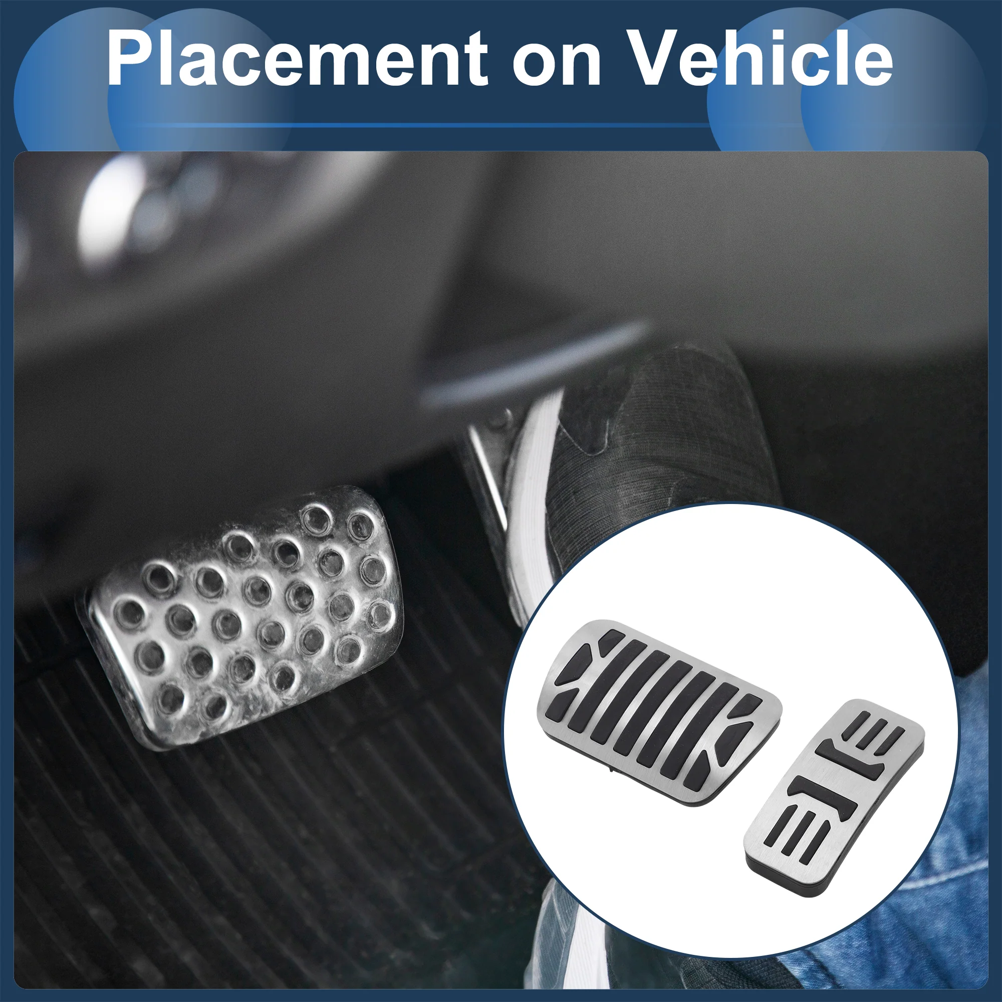 2 Pcs Automatic Foot Pedal Pads Foot Accelerator Pedal Covers for Jaguar XF XJ 2013-2016 Stainless Steel Silver Tone - Image 4