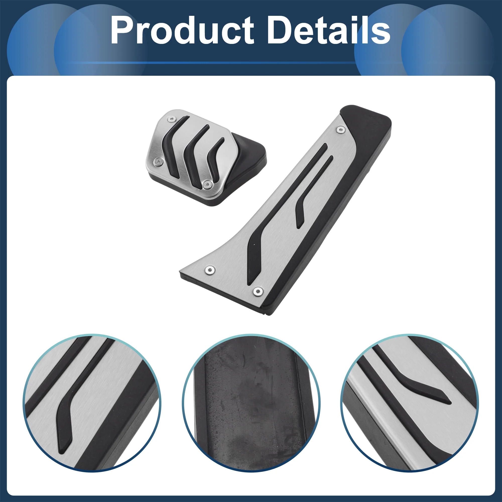 2 Pcs Automatic Foot Pedal Pads Foot Accelerator Pedal Covers for BMW 5 SeriesE60/61 2004-2010 Stainless Steel Silver Tone - Image 6