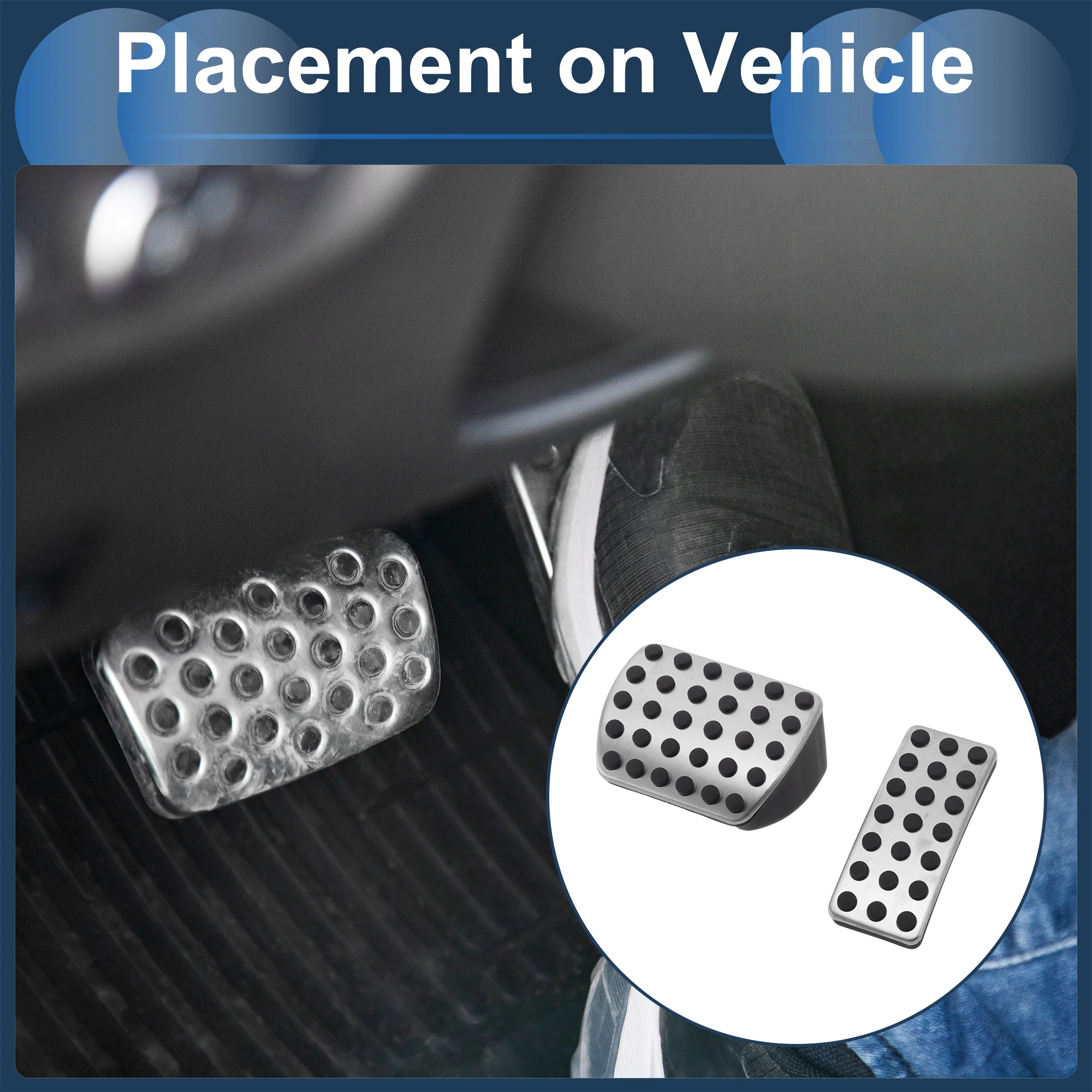 2 Pcs Automatic Foot Pedal Pads Foot Accelerator Pedal Covers for Mercedes Benz A-Class 2019-2020 Stainless Steel Silver Tone - Image 4