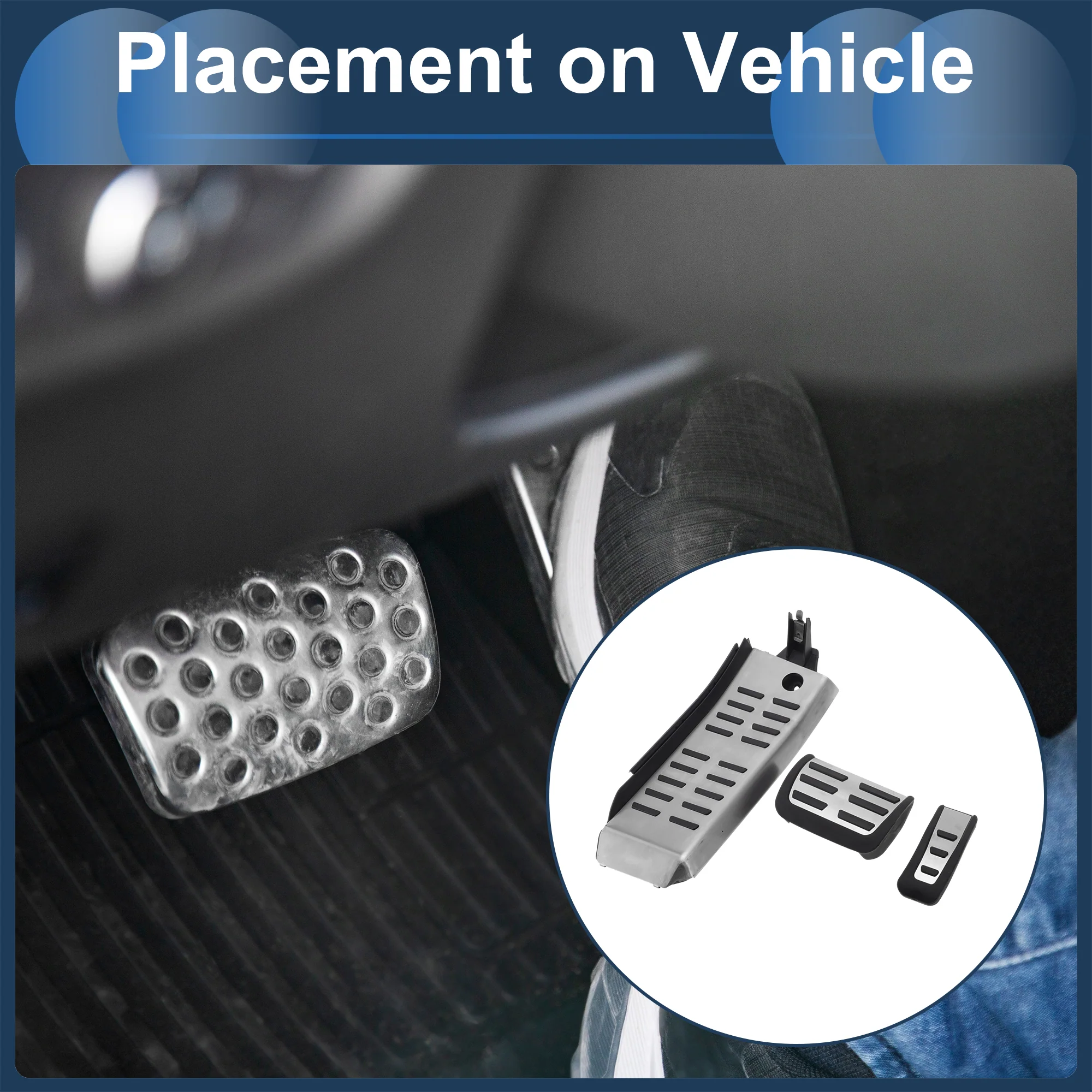 3 Pcs Automatic Foot Pedal Pads Foot Accelerator Pedal Covers for Audi A6L 2009-2012 Stainless Steel Silver Tone - Image 4
