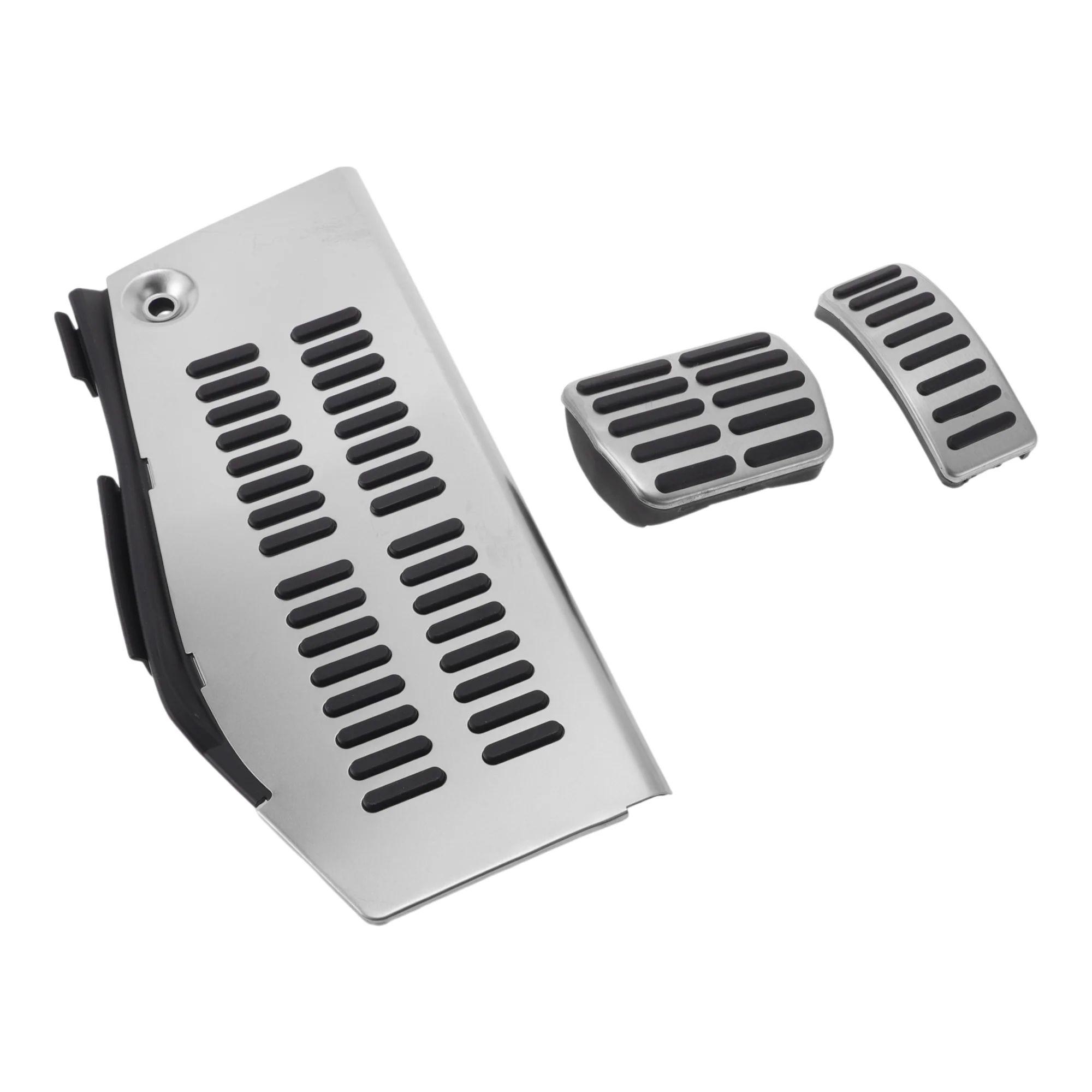 3 Pcs Automatic Foot Pedal Pads Foot Accelerator Pedal Covers for Volkswagen Polo 2009-2017 Stainless Steel Silver Tone