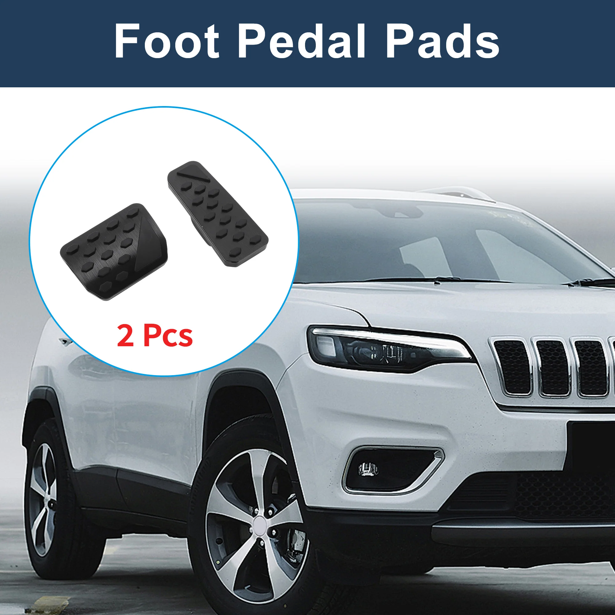 2 Pcs Automatic Foot Pedal Pads Foot Accelerator Pedal Covers for Jeep Grand Cherokee 2022-2025 Stainless Steel Black - Image 2