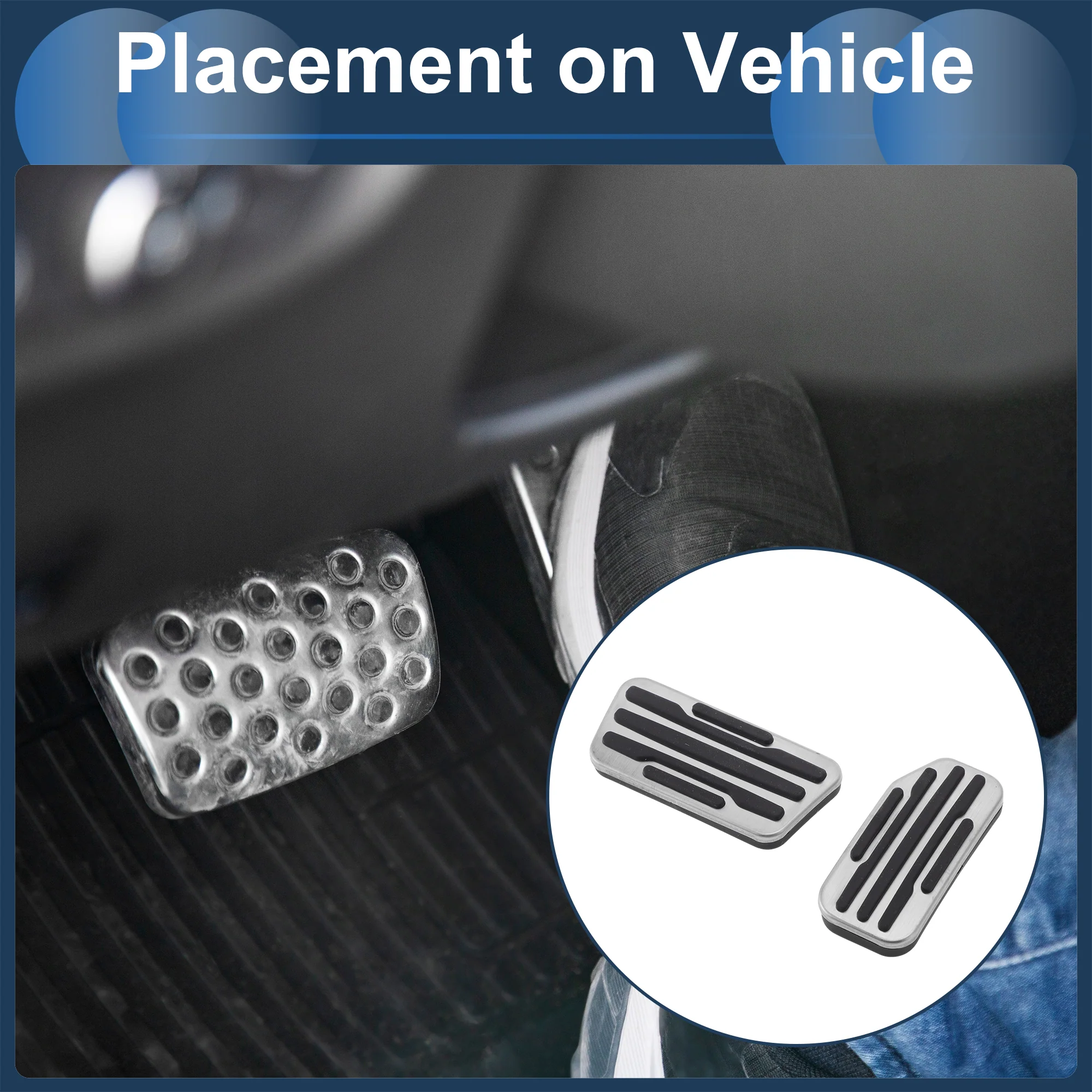 2 Pcs Automatic Foot Pedal Pads Foot Accelerator Pedal Covers for Buick Excelle GT 2015-2019 Stainless Steel Silver Tone - Image 4