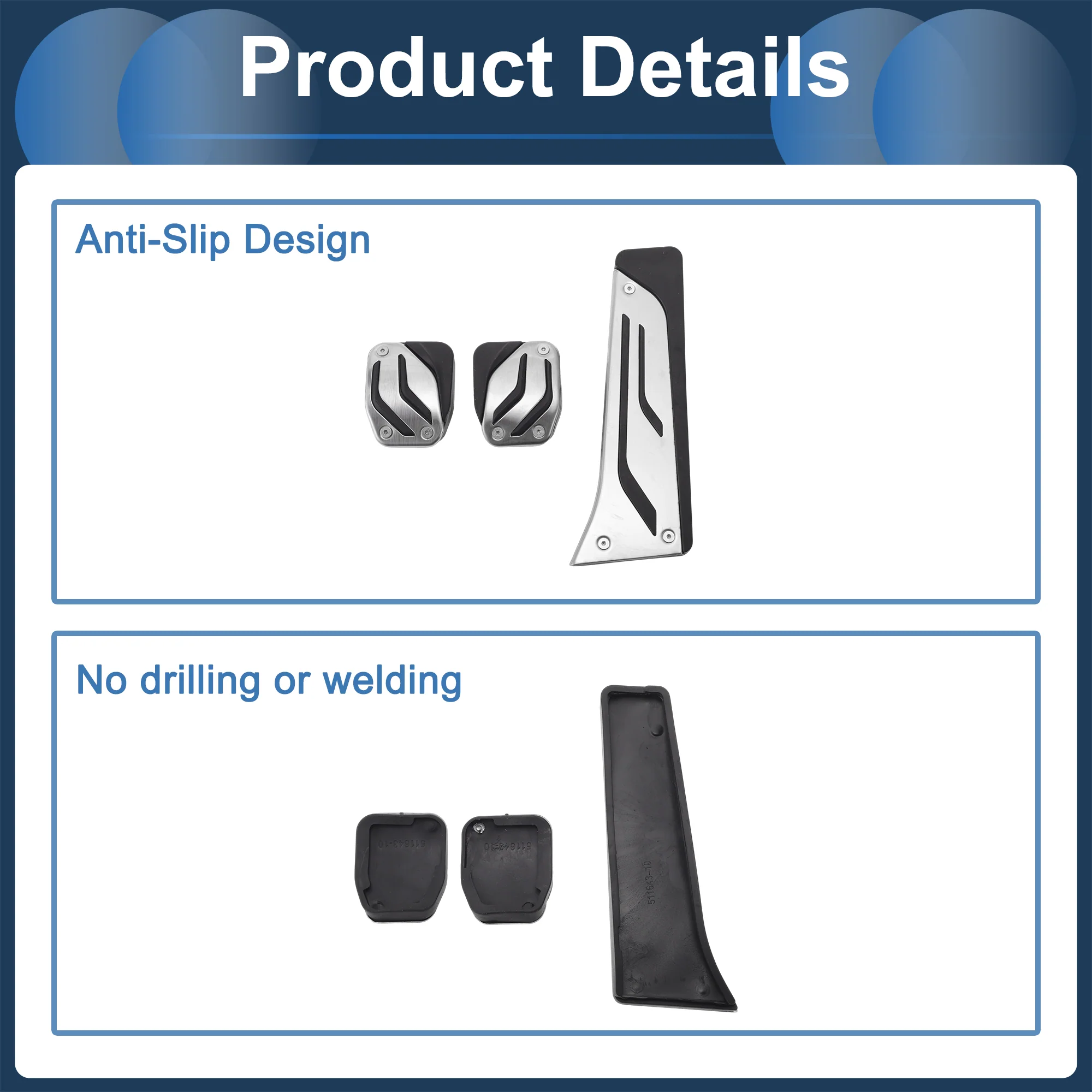 3 Pcs Manual Transmission Foot Pedal Pads Foot Accelerator Pedal Covers for BMW 1 Series F20 F21 2011-2018 Stainless Steel Silver Tone - Image 7