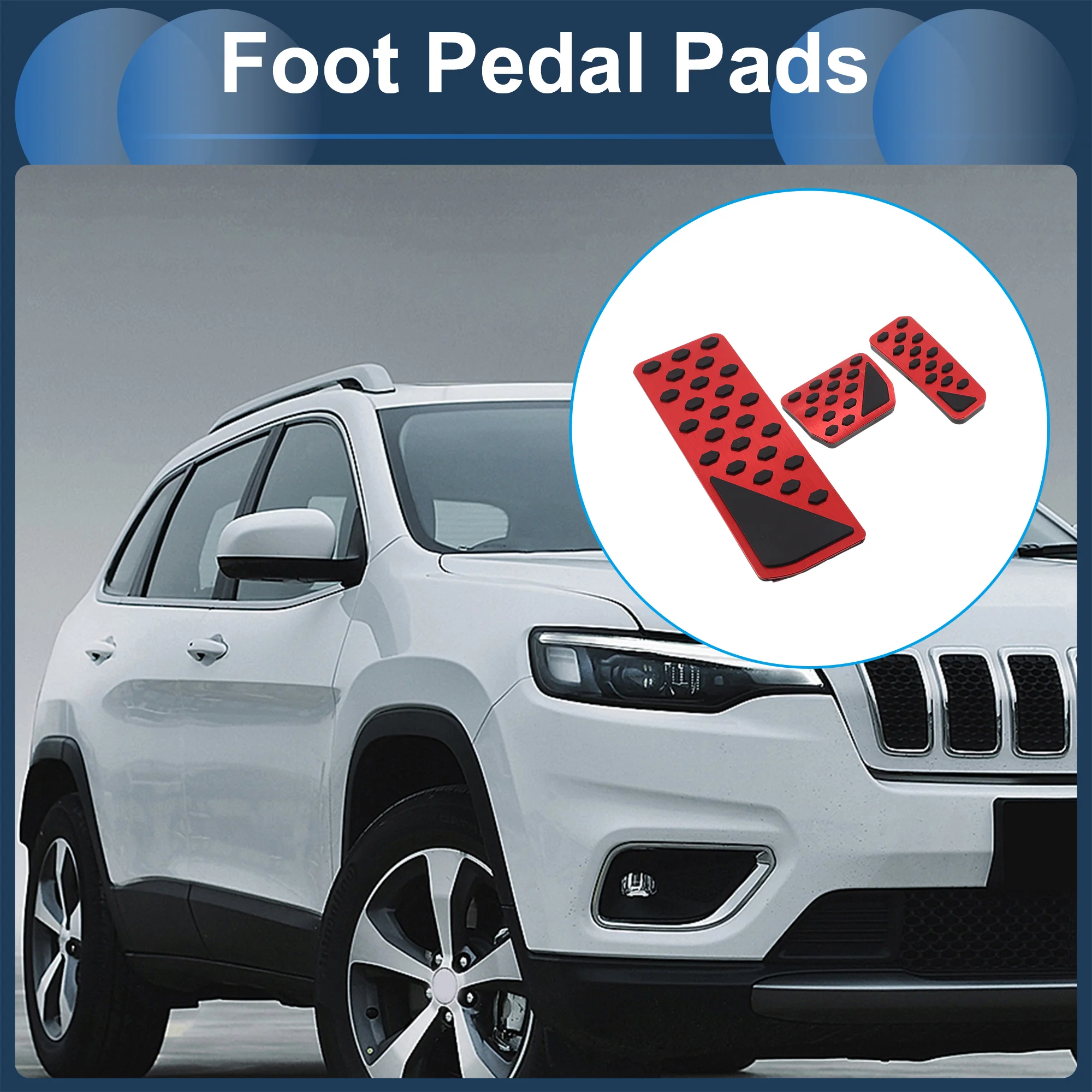 3 Pcs Automatic Foot Pedal Pads Foot Accelerator Pedal Covers for Jeep Grand Cherokee 2022-2025 Stainless Steel Red - Image 3