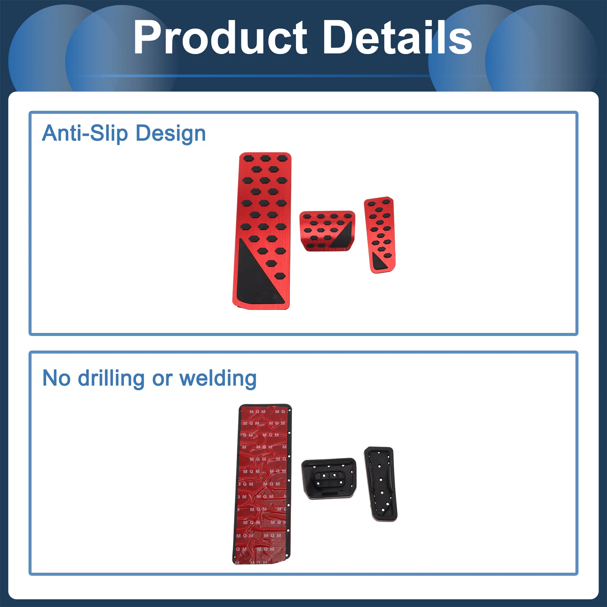 3 Pcs Automatic Foot Pedal Pads Foot Accelerator Pedal Covers for Jeep Grand Cherokee 2022-2025 Stainless Steel Red - Image 7
