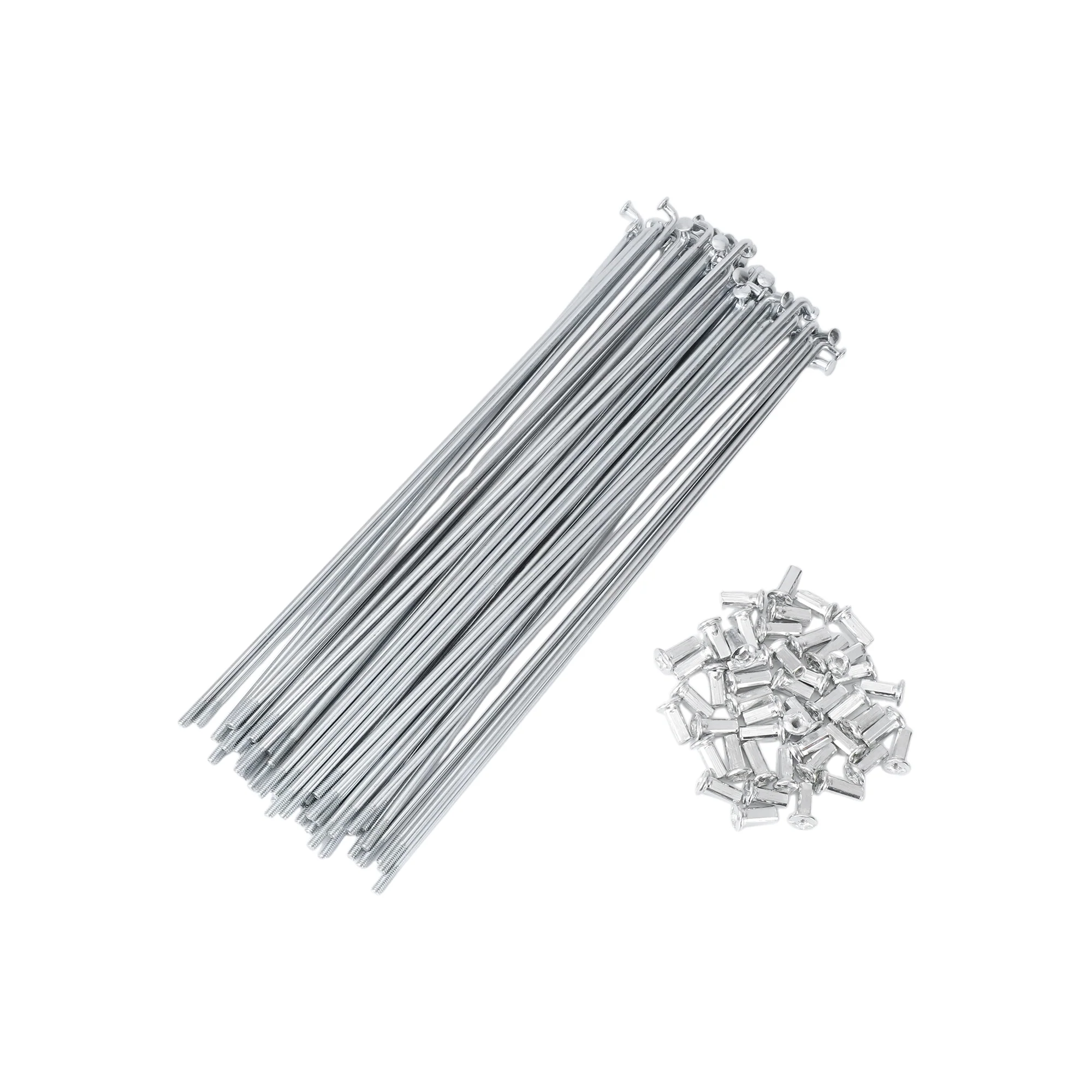 48 Set 10G Bicycle Spokes 220mm Bike Wheel Spokes Carbon Steel Galvanized Silver Tone