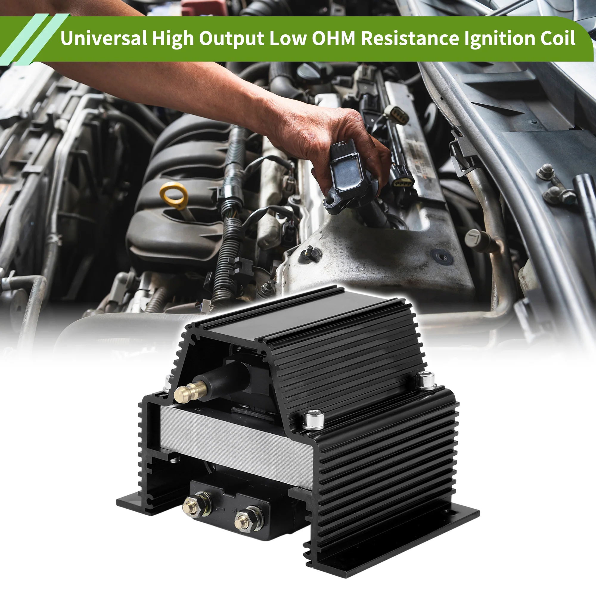 Universal High Output Low OHM Resistance Ignition Coil for V8 for Chevy for Ford for Olds for Pontiac Engines Black Male - Image 3