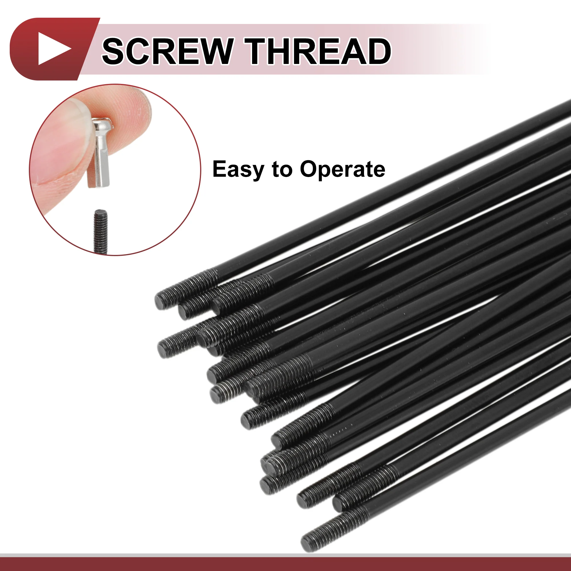 20 Set 13G Bicycle Spokes 125mm Bike Wheel Spokes 304 Stainless Steel Black - Image 7