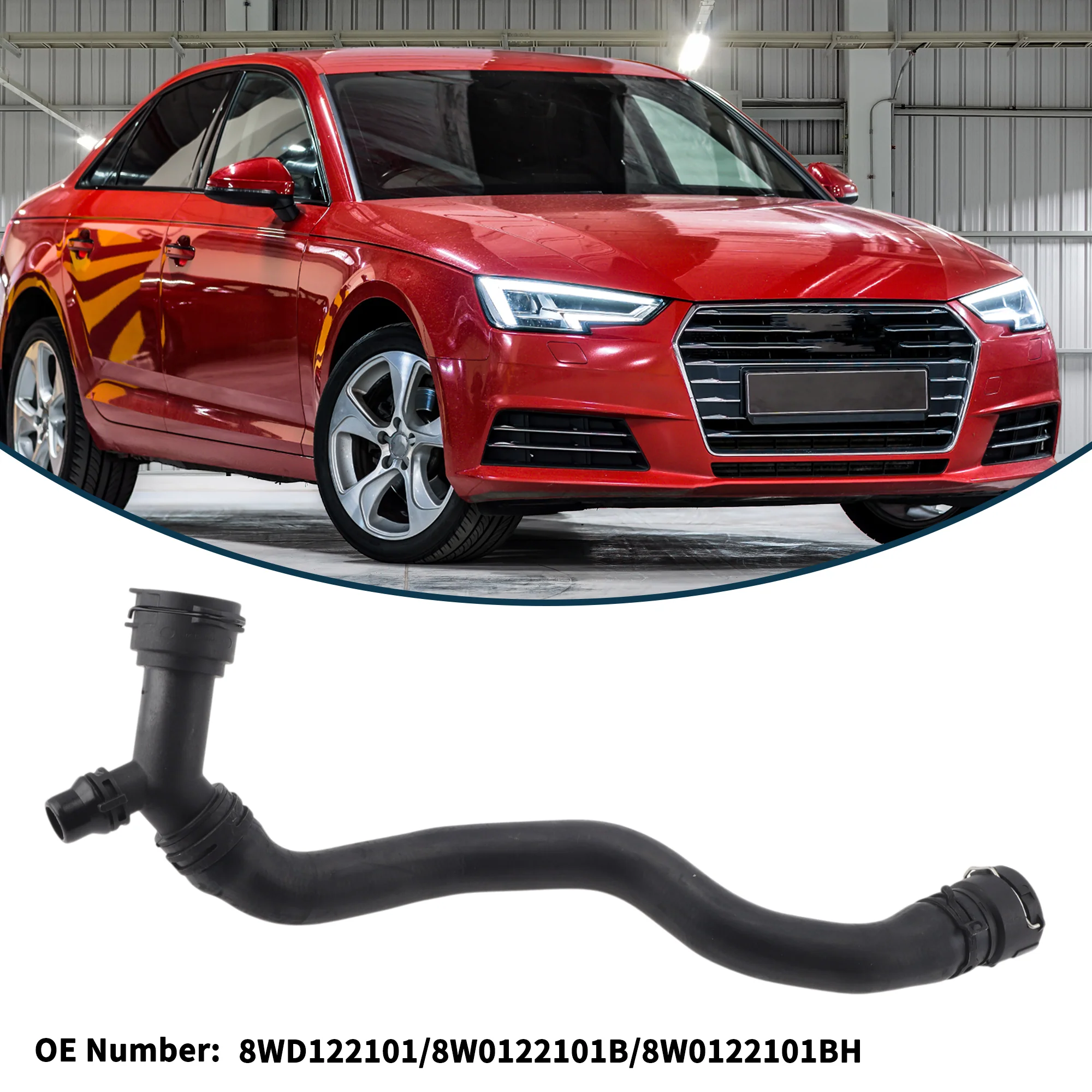Upper Radiator Hose Heater Hose for Audi A4 Quattro 2.0L 2017-2025 No.8WD122101/8W0122101B Rubber Black 1 Pc - Image 4