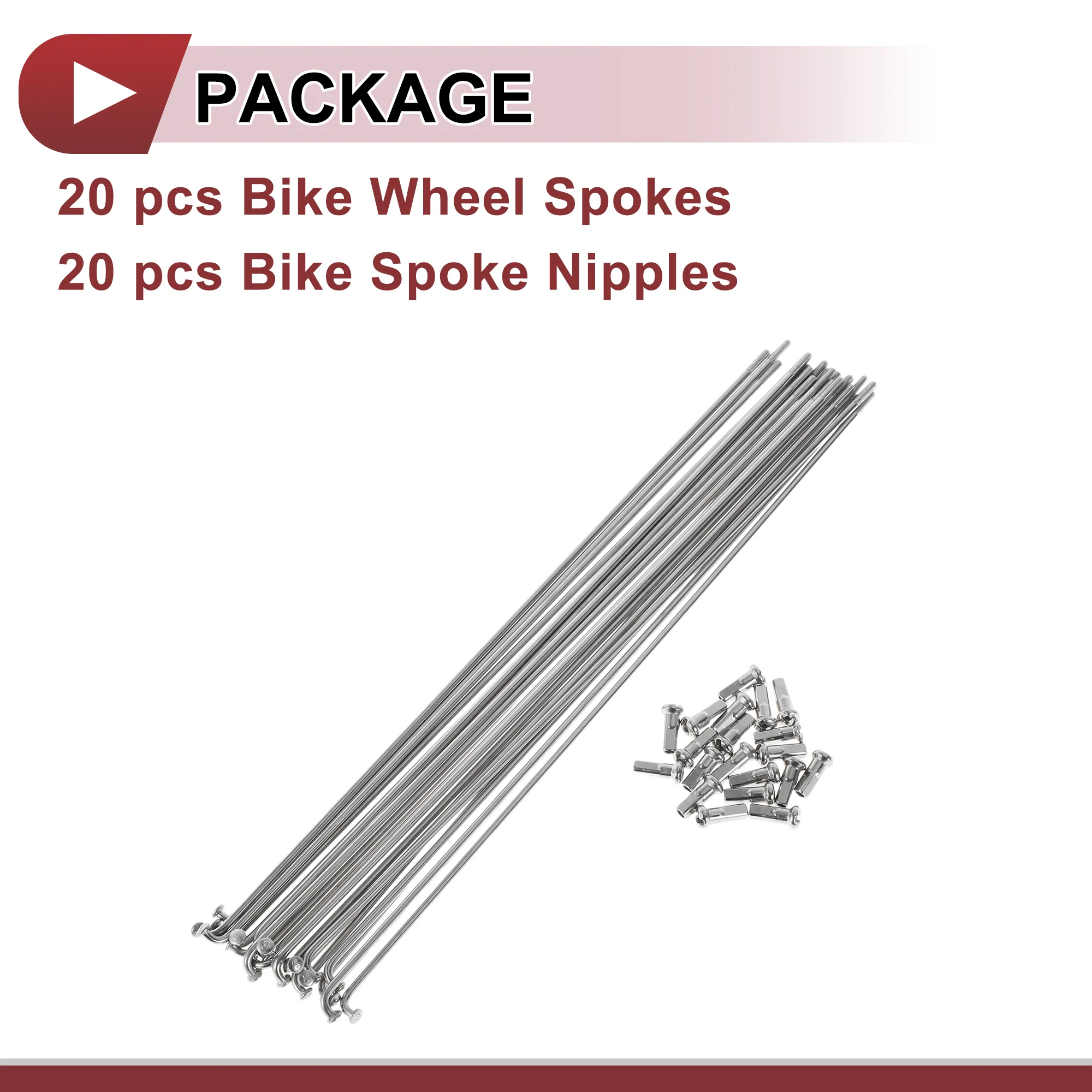 20 Set 13G Bicycle Spokes 227mm Bike Wheel Spokes 304 Stainless Steel Silver Tone - Image 6