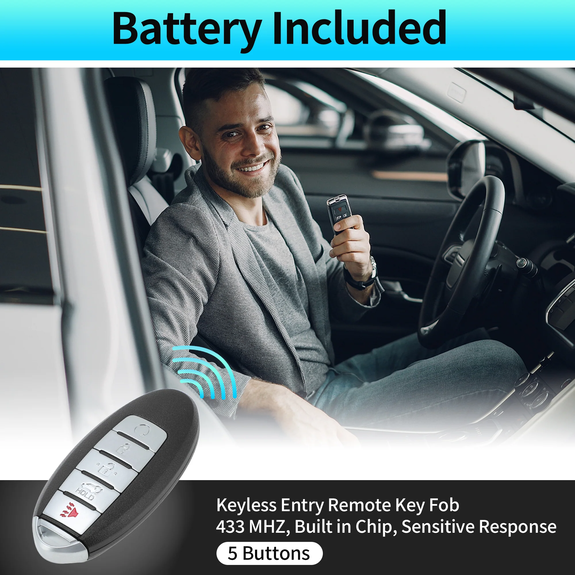 CWTWB1G744 433Mhz Keyless Entry Remote Key Fob for Nissan Armada 17-20 4 Buttons - Image 2