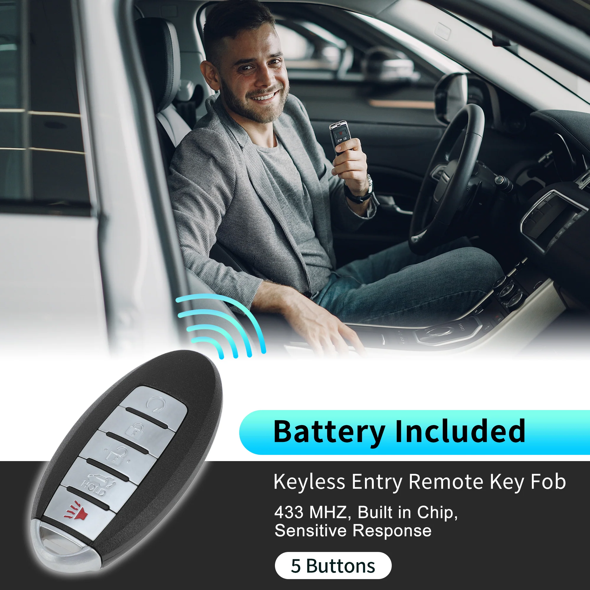KR5S180144014 433Mhz Keyless Entry Remote Key Fob for Infiniti QX60 2016-2018 - Image 3