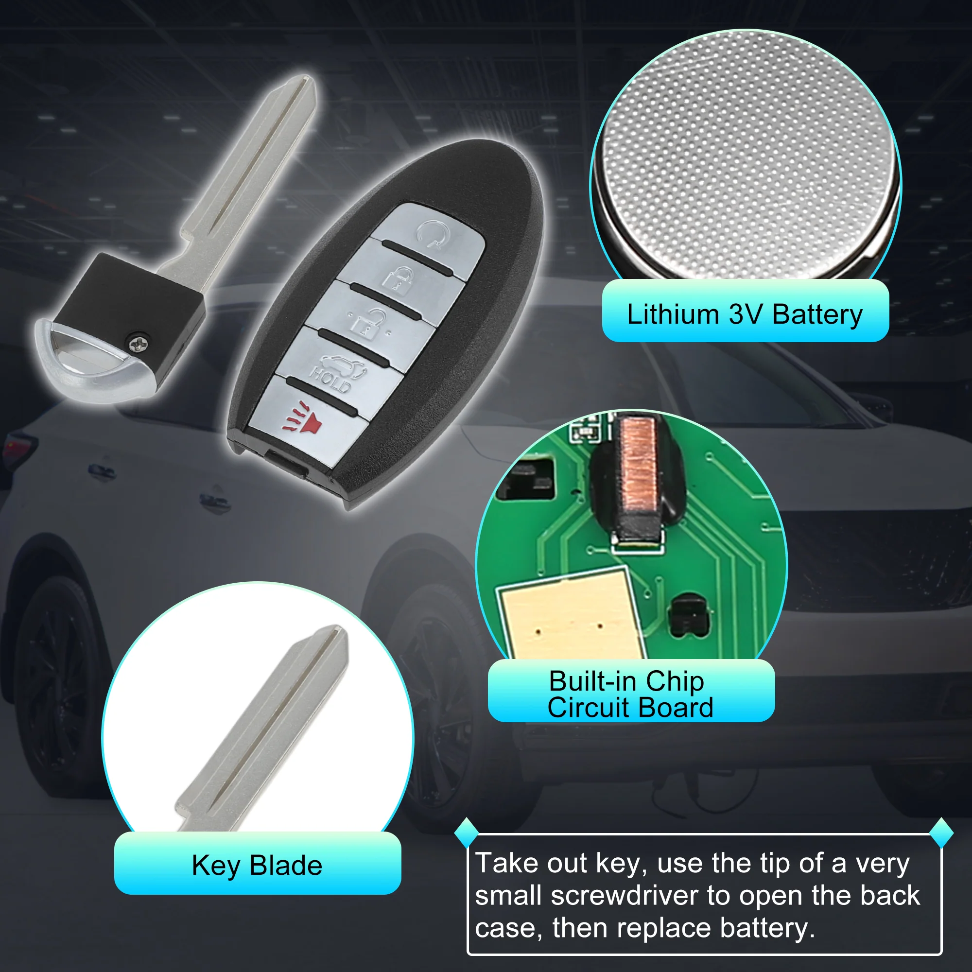 KR5S180144014 433Mhz Keyless Entry Remote Key Fob for Infiniti QX60 2016-2018 - Image 5