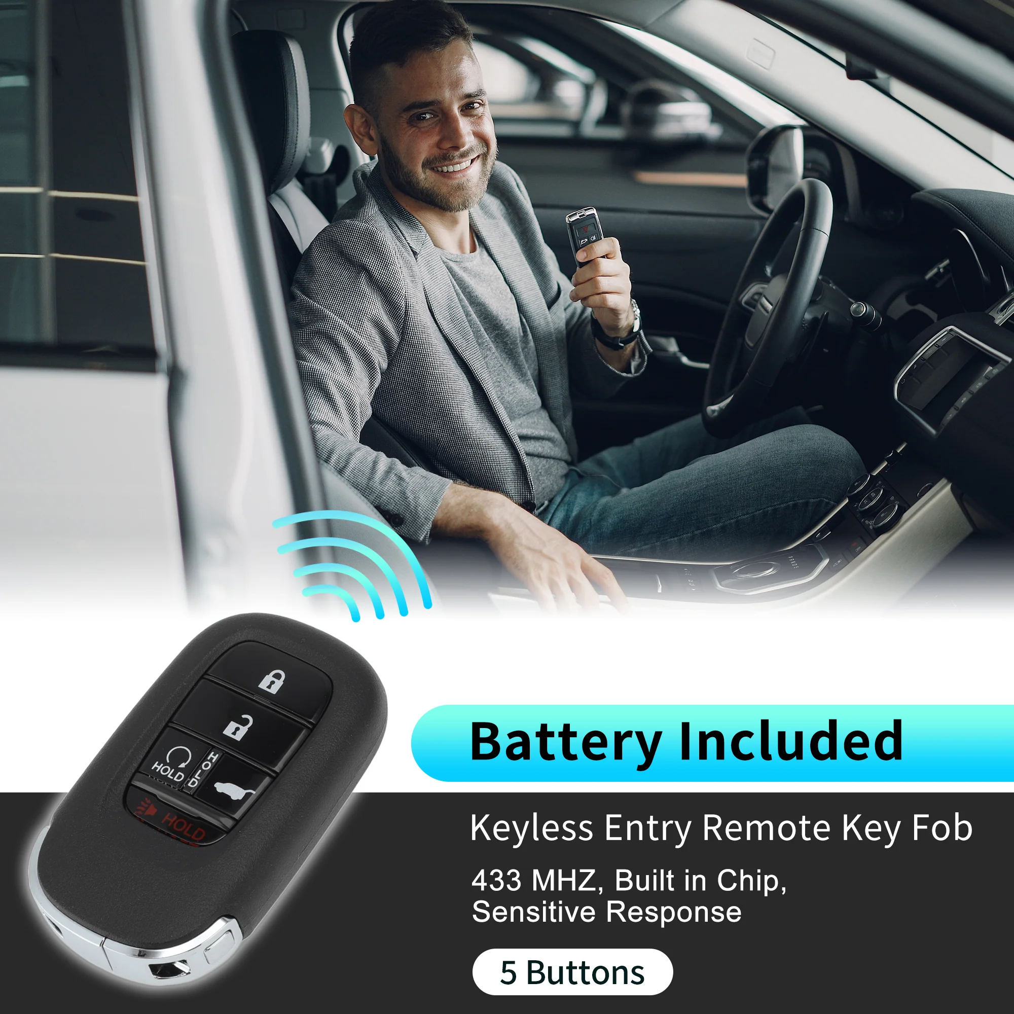 KR5TP-4 433Mhz Keyless Entry Remote Key Fob for Honda CR-V HR-V 2023 2024 2025 - Image 3