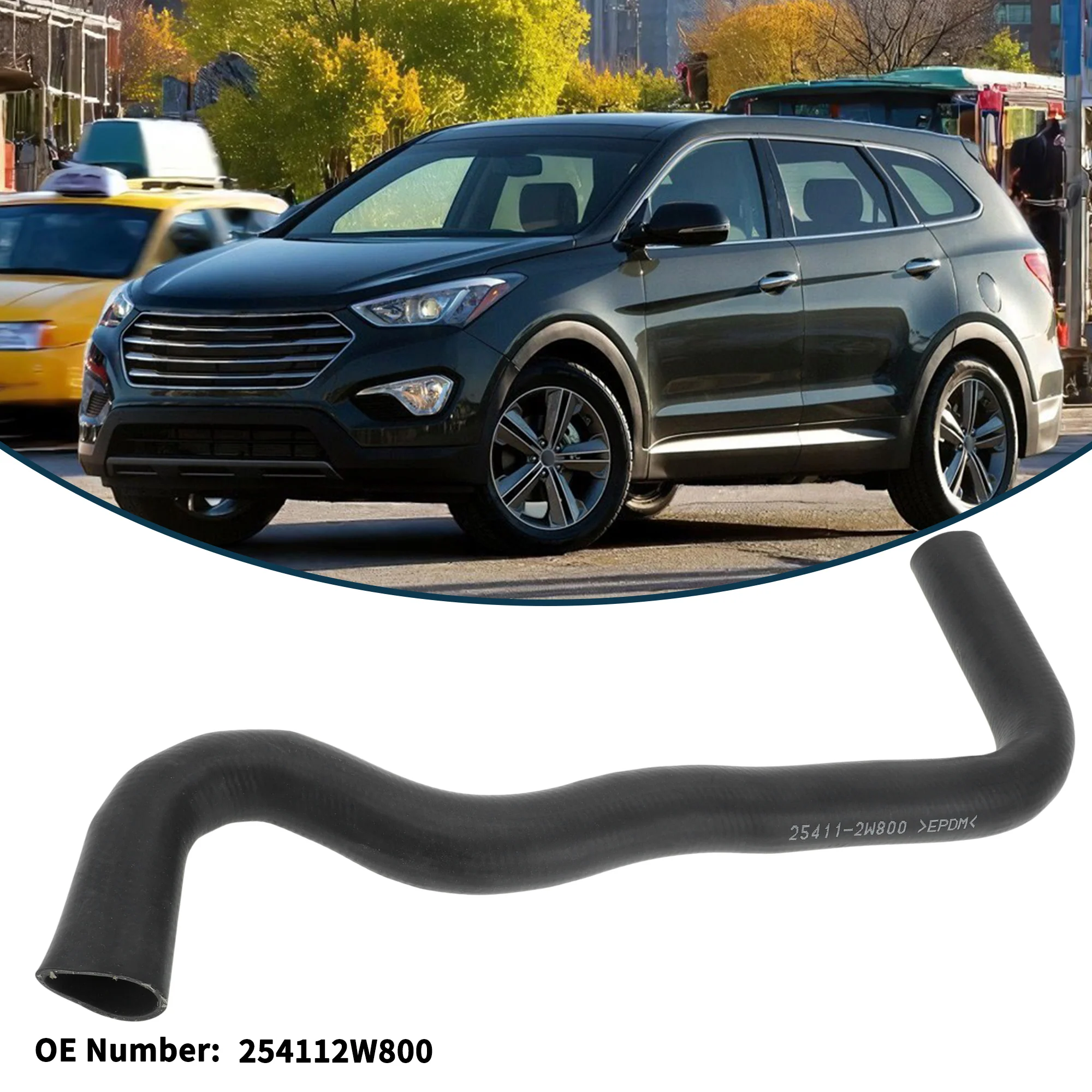 Radiator Hose Heater Hose Radiator Outlet Hose Pipe No.254112W800 for Hyundai Santa Fe 13 2013-2016 Rubber Uppipe Black 1 Pc - Image 4