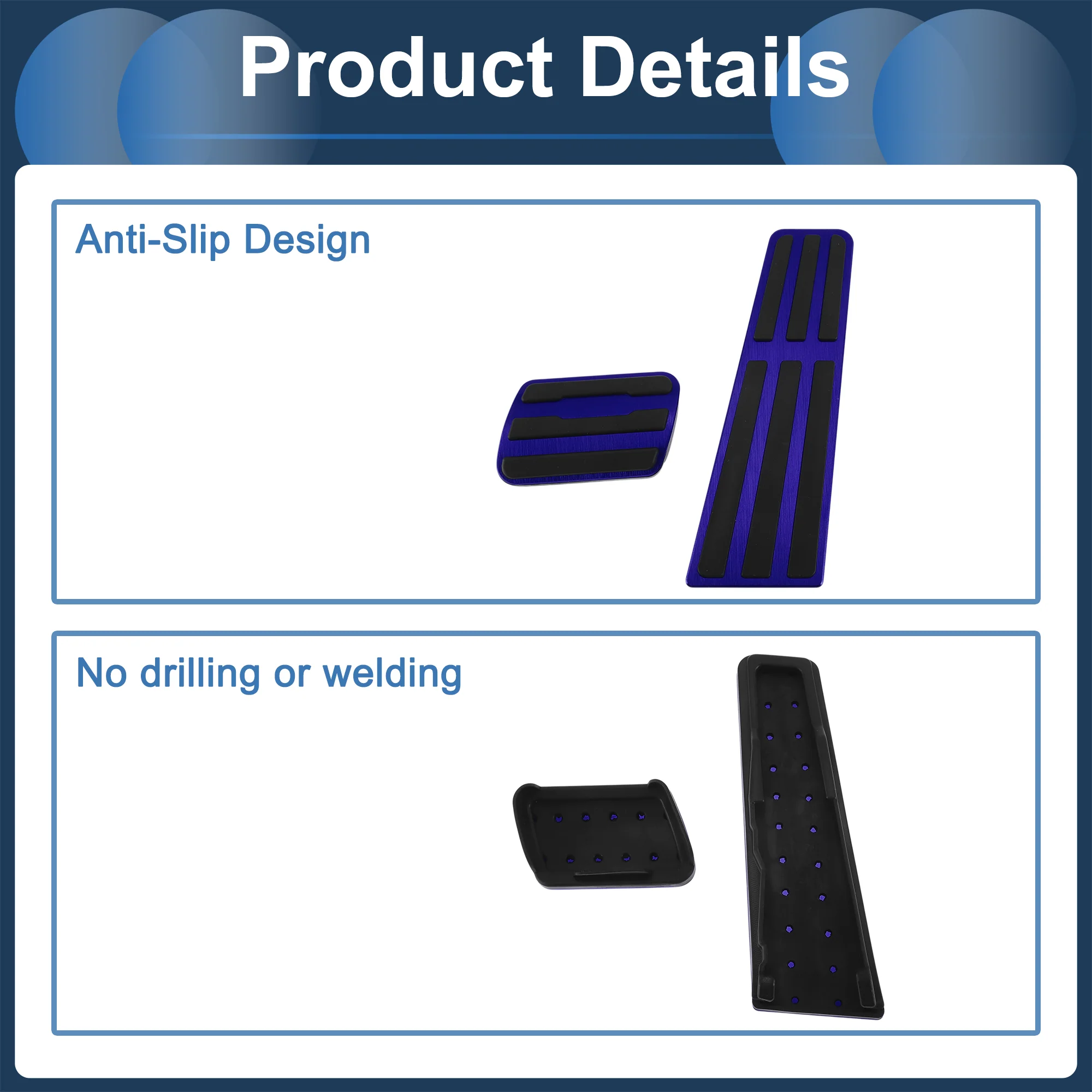 2 Pcs Automatic Foot Accelerator Pedal Covers for Porsche 718/911 No Mark Blue - Image 6