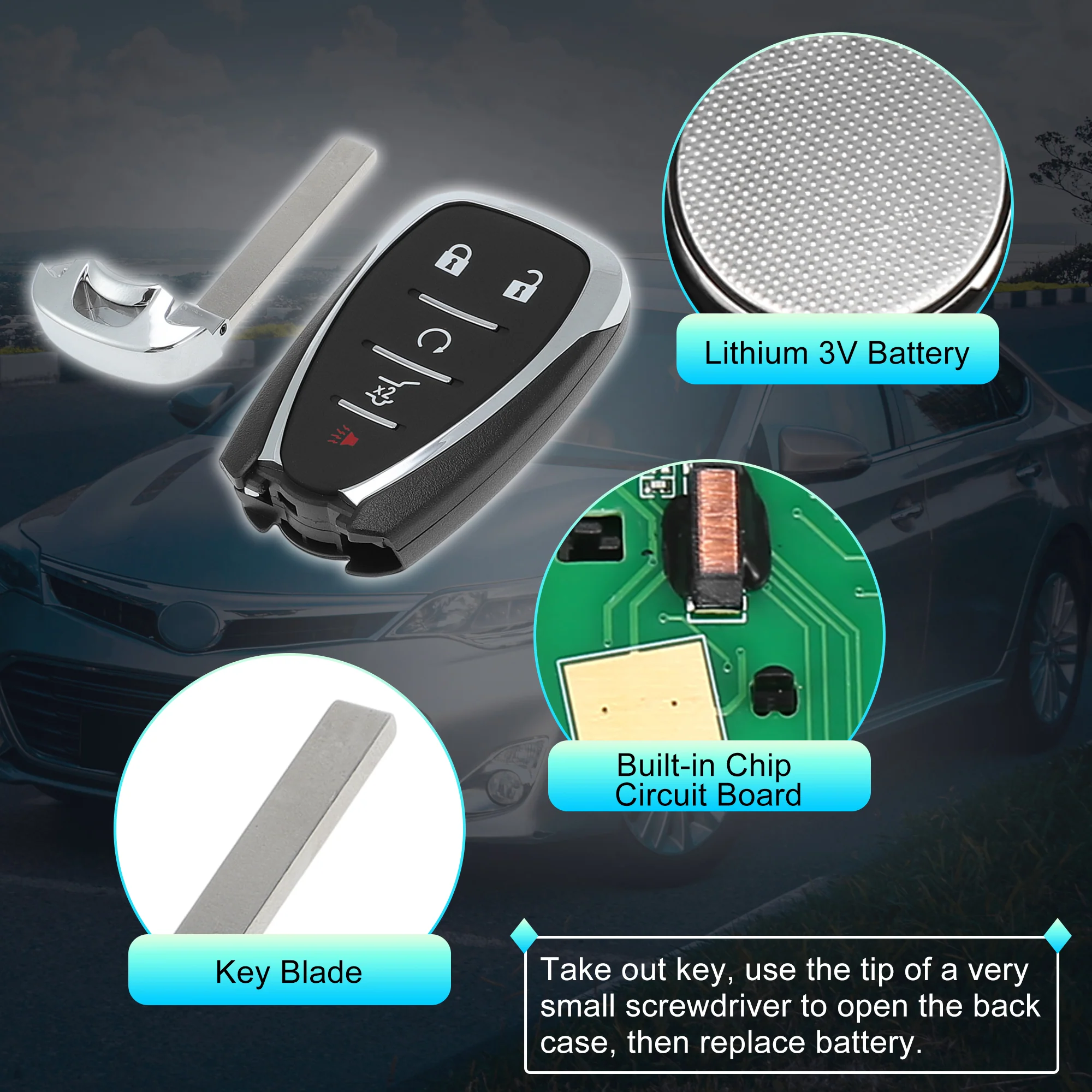 HYQ4AS 315 MHz Keyless Entry Remote Key Fob for Chevrolet Equinox 2022 2023 2024 - Image 4
