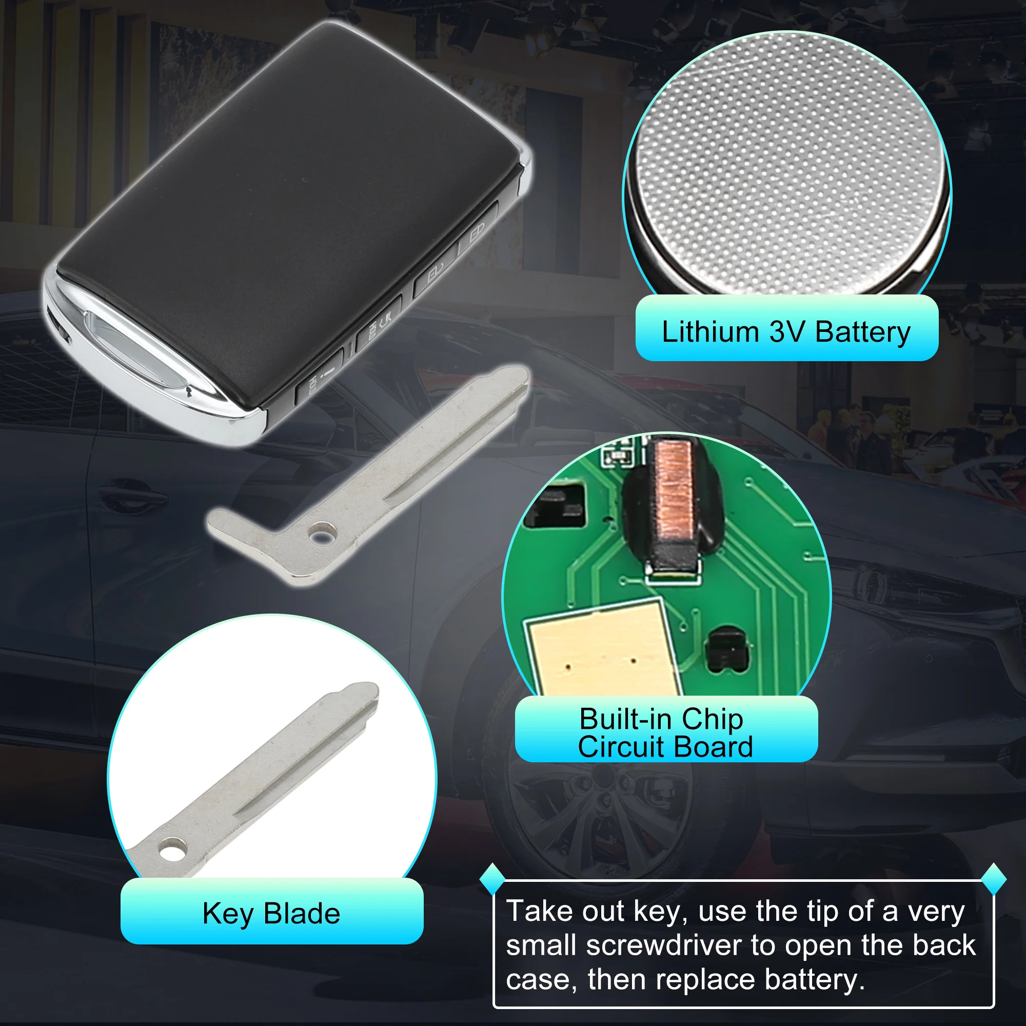 WAZSKE11D01 315Mhz Replacement Keyless Entry Remote Smart Key Fob for Mazda CX-30 CX-50 2020 2021 2022 2023 for Mazda CX-90 2024 DGY2-67-5DY 6A Chip 4 Buttons - Image 5