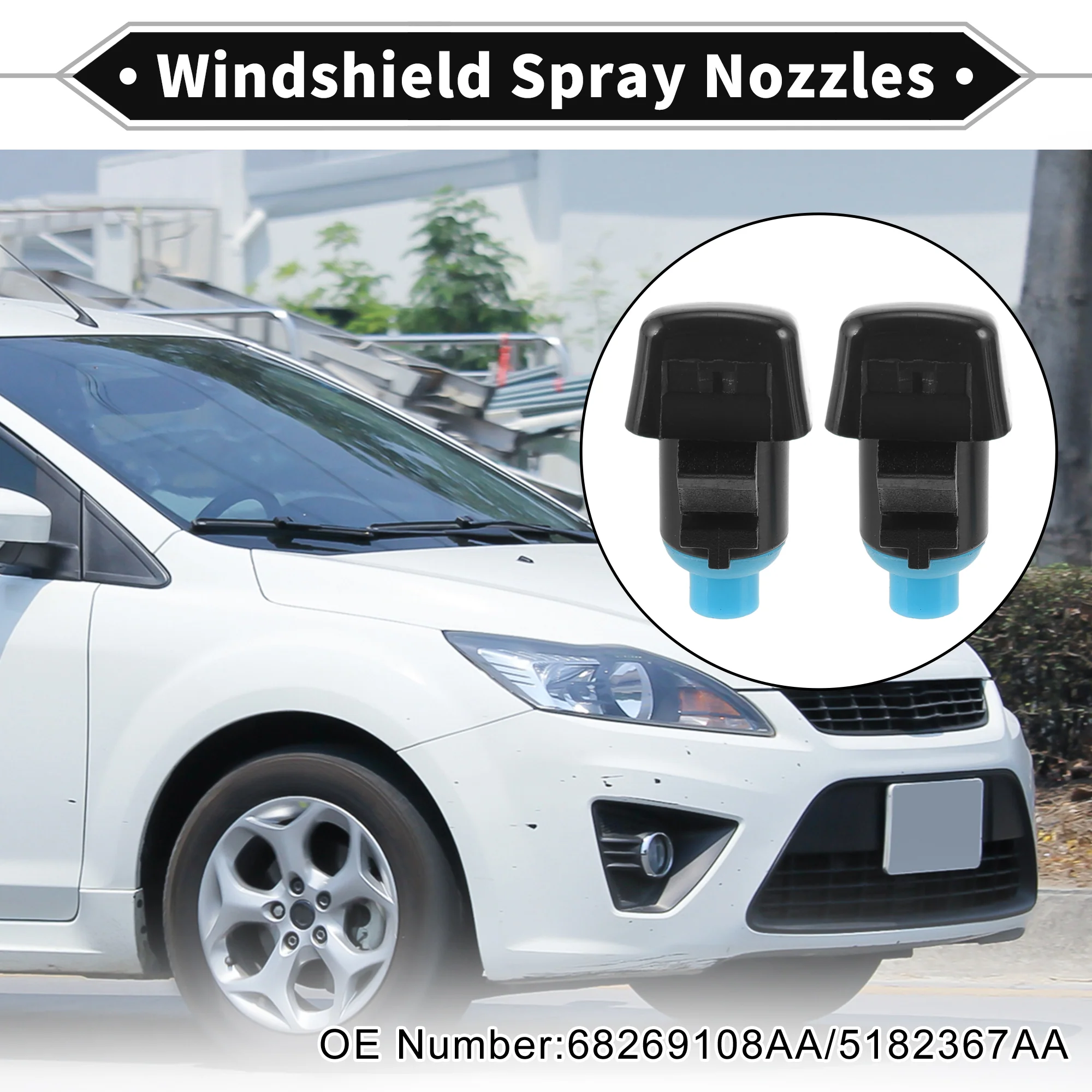 2 Pcs Front Windshield Washer Nozzle 2 Pcs Gasket for Dodge Durango WD 11-23 Windshield Spray Nozzles Wiper Spray Washer Jet No.68269108AA - Image 4