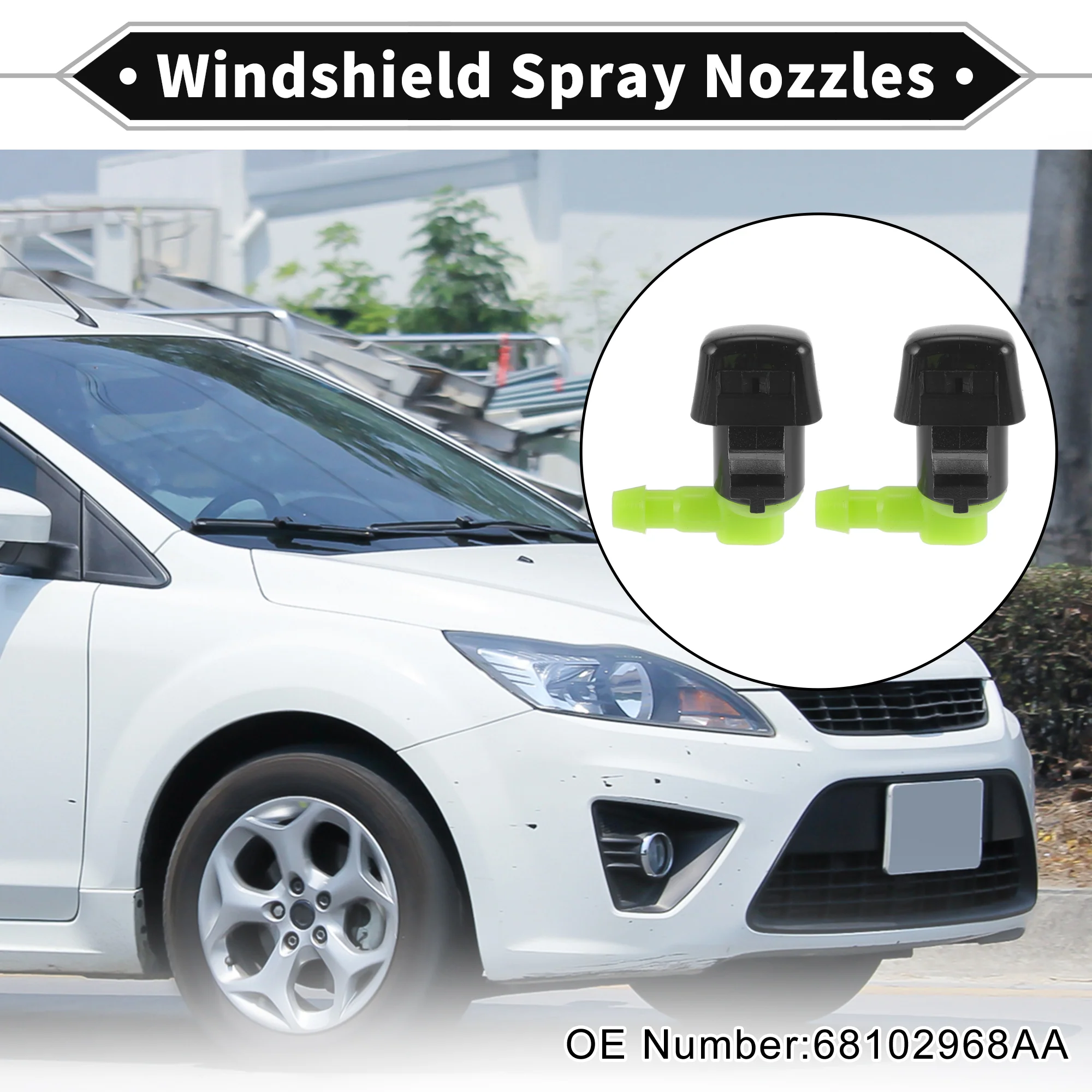 2 Pcs Front Windshield Washer Nozzle 2 Pcs Gasket for Jeep Cherokee 2014-2019 Windshield Spray Nozzles Wiper Spray Washer Jet No.68102968AA - Image 4