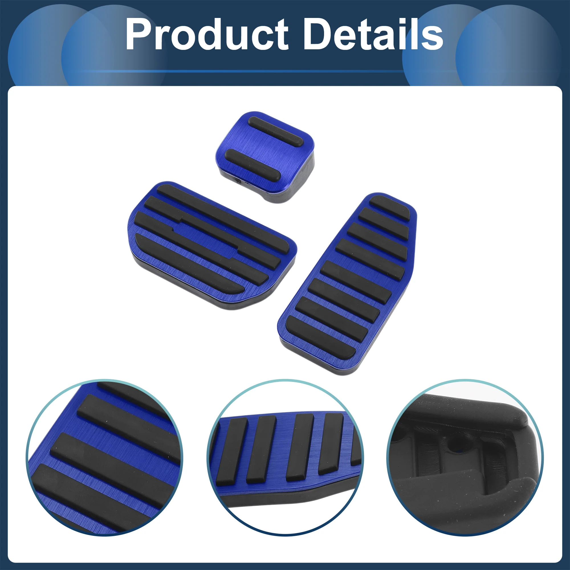 3 Pcs Automatic Foot Accelerator Pedal Covers for Suzuki Swift No Mark Blue - Image 5