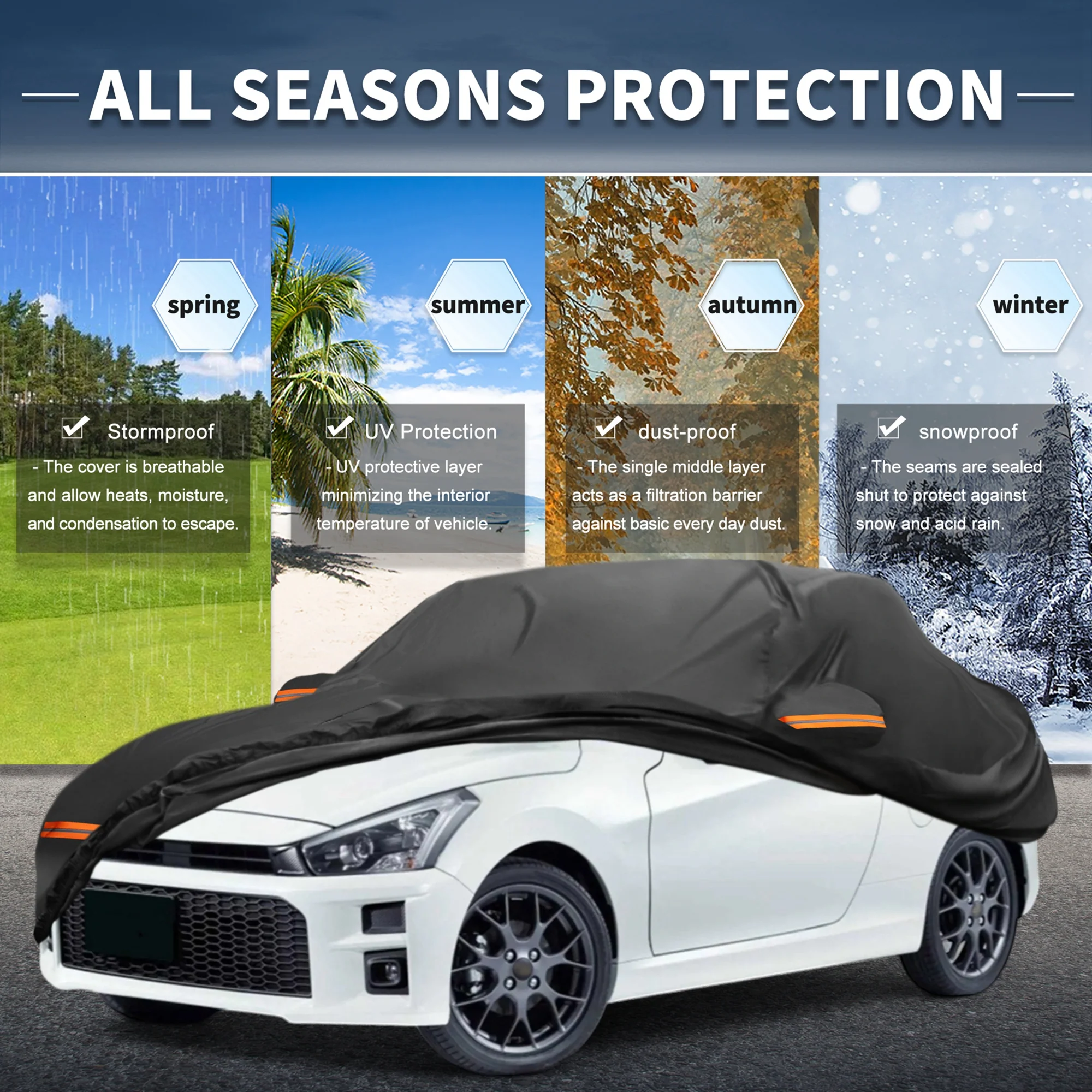 Car Cover Waterproof All Weather for Daihatsu Copen Black Aluminum Film Cotton - Image 2