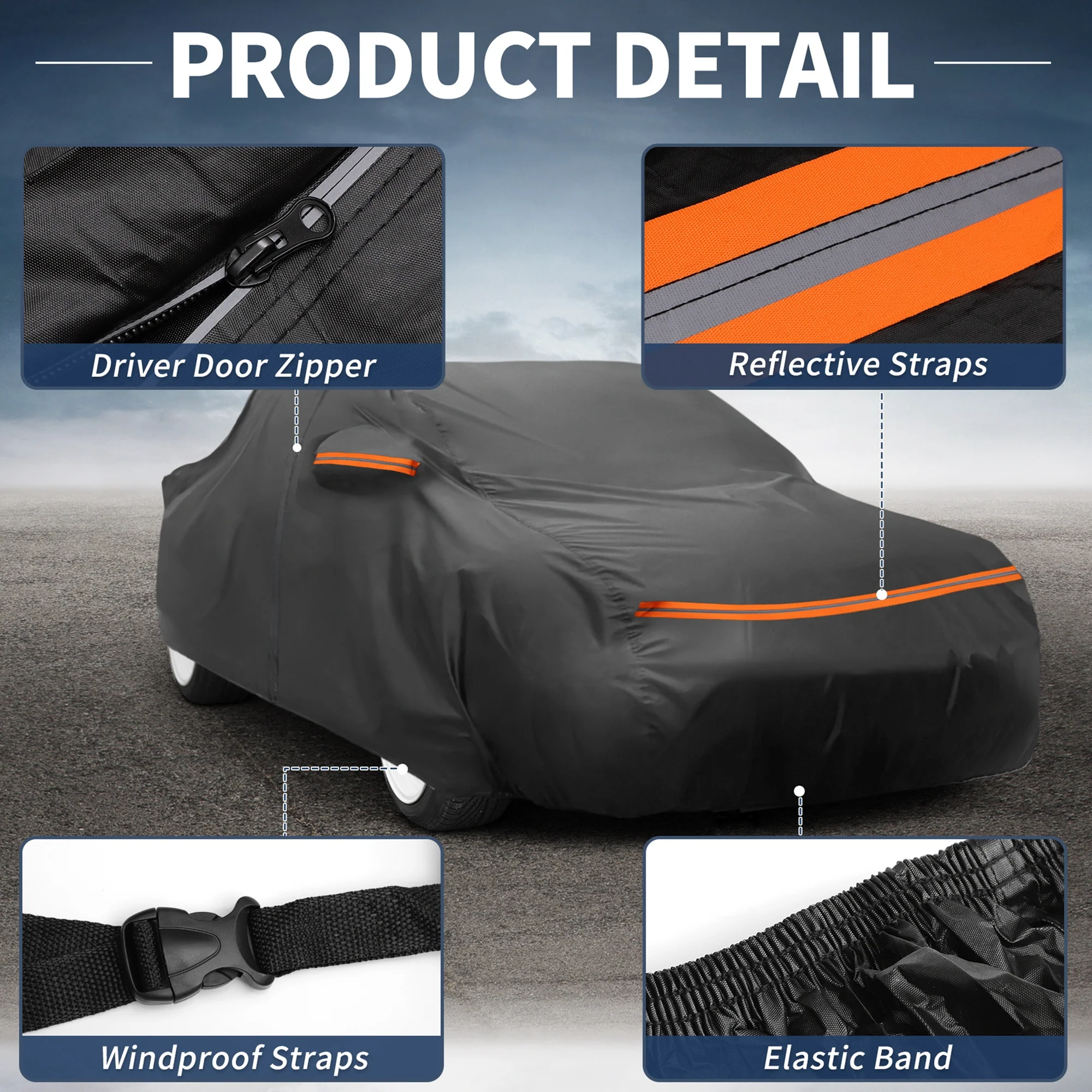 Car Cover Waterproof All Weather for Daihatsu Copen Black Aluminum Film Cotton - Image 6
