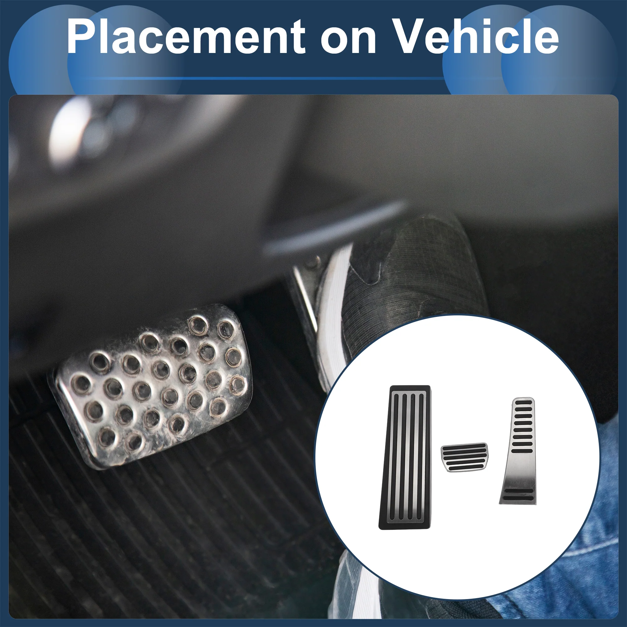 3 Pcs Automatic Foot Accelerator Pedal Covers for Volvo S90 Silver Tone - Image 3