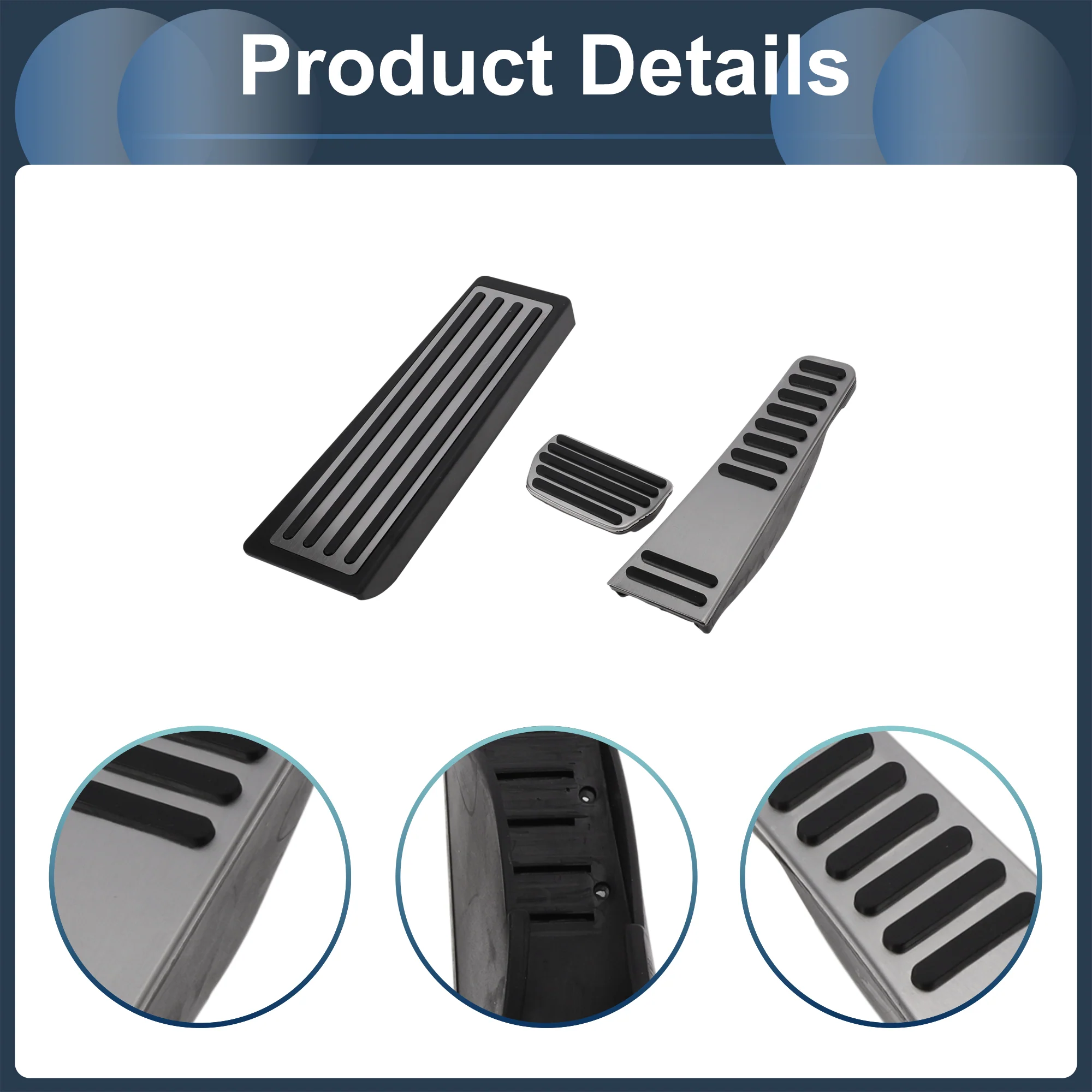3 Pcs Automatic Foot Accelerator Pedal Covers for Volvo S90 Silver Tone - Image 5