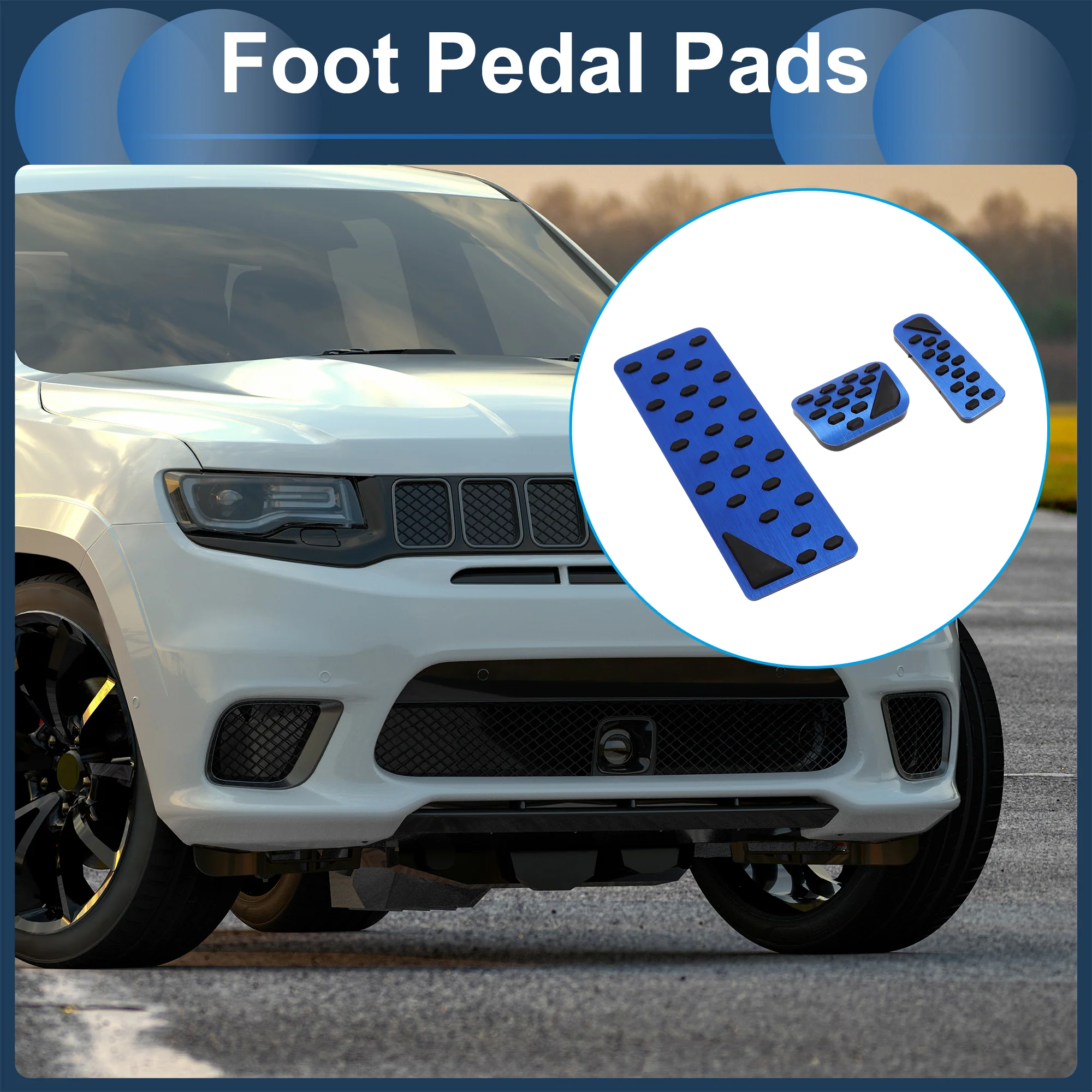 3 Pcs Automatic Foot Accelerator Pedal Covers for Jeep Grand Cherokee 2023 Blue - Image 2