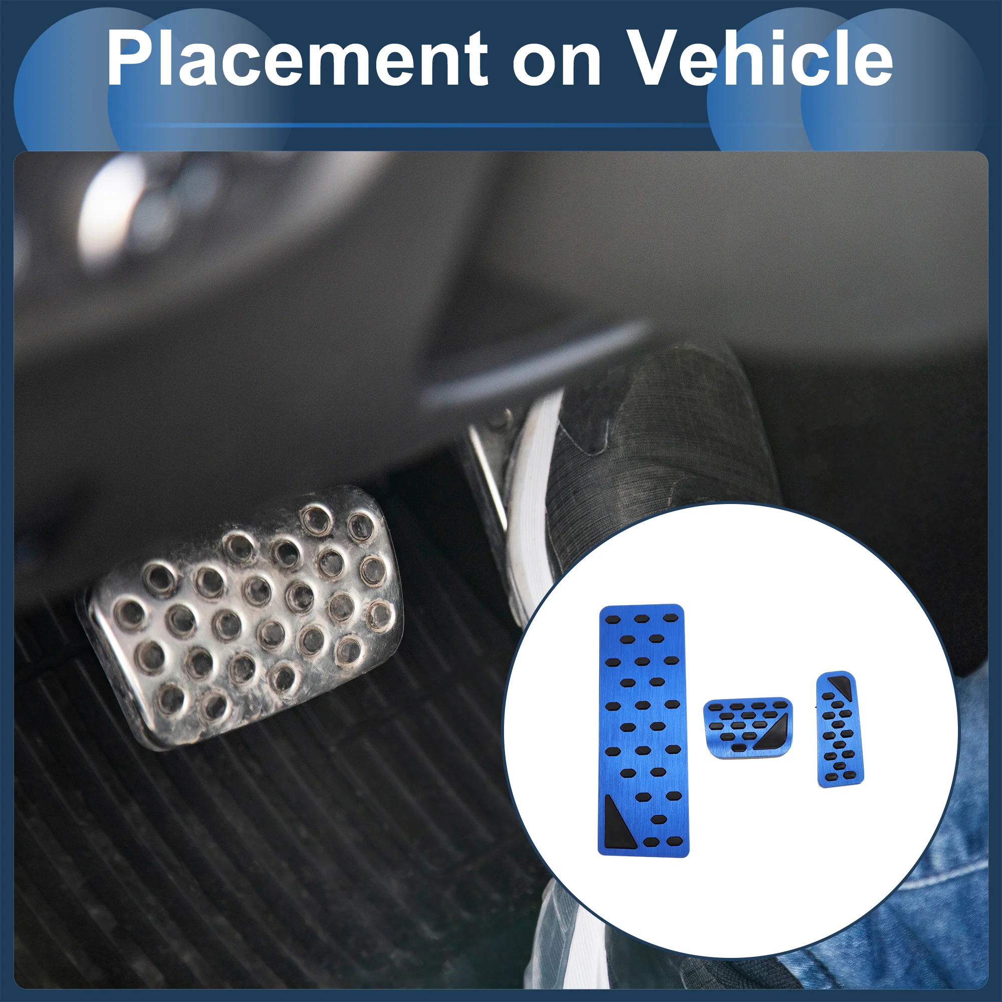 3 Pcs Automatic Foot Accelerator Pedal Covers for Jeep Grand Cherokee 2023 Blue - Image 3