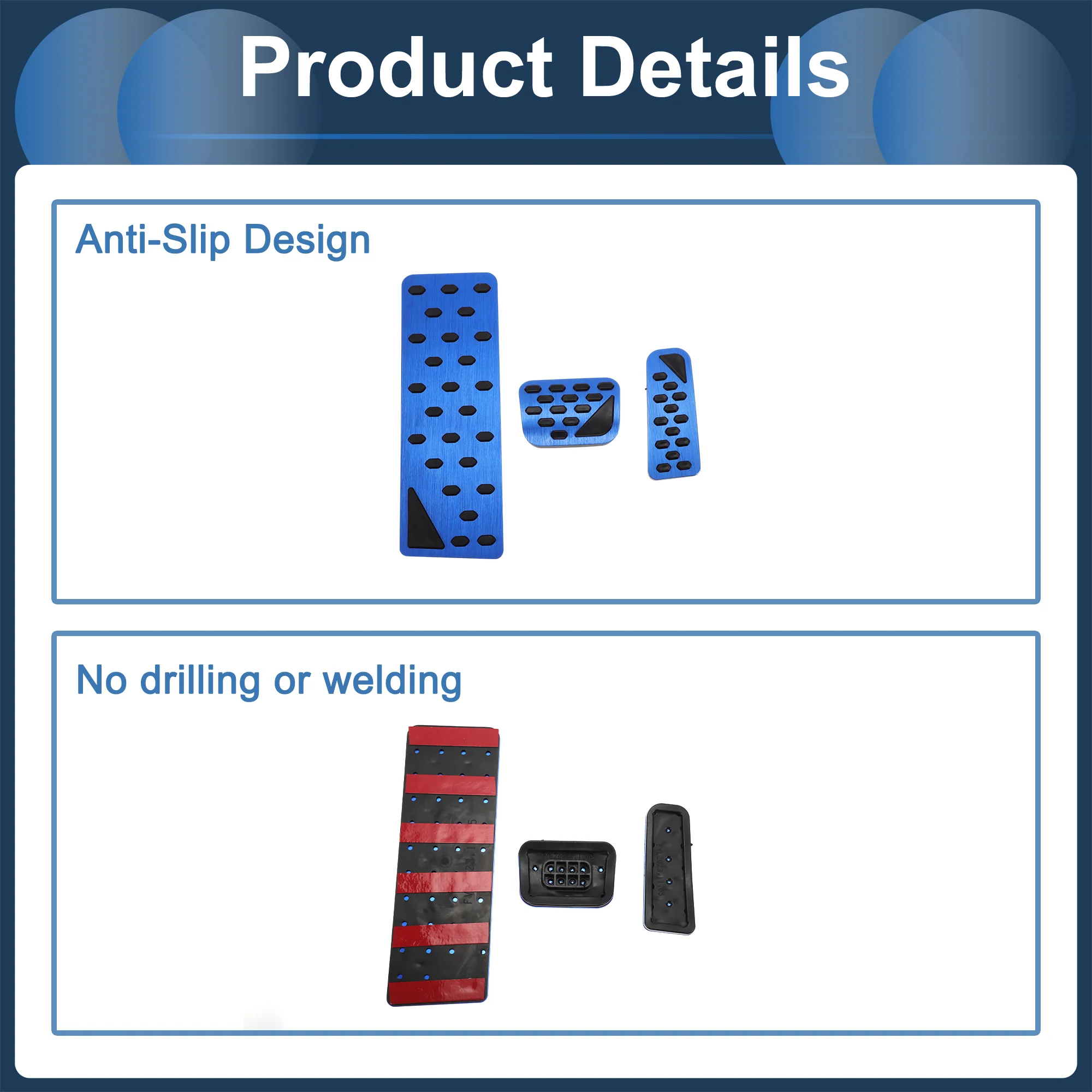 3 Pcs Automatic Foot Accelerator Pedal Covers for Jeep Grand Cherokee 2023 Blue - Image 6