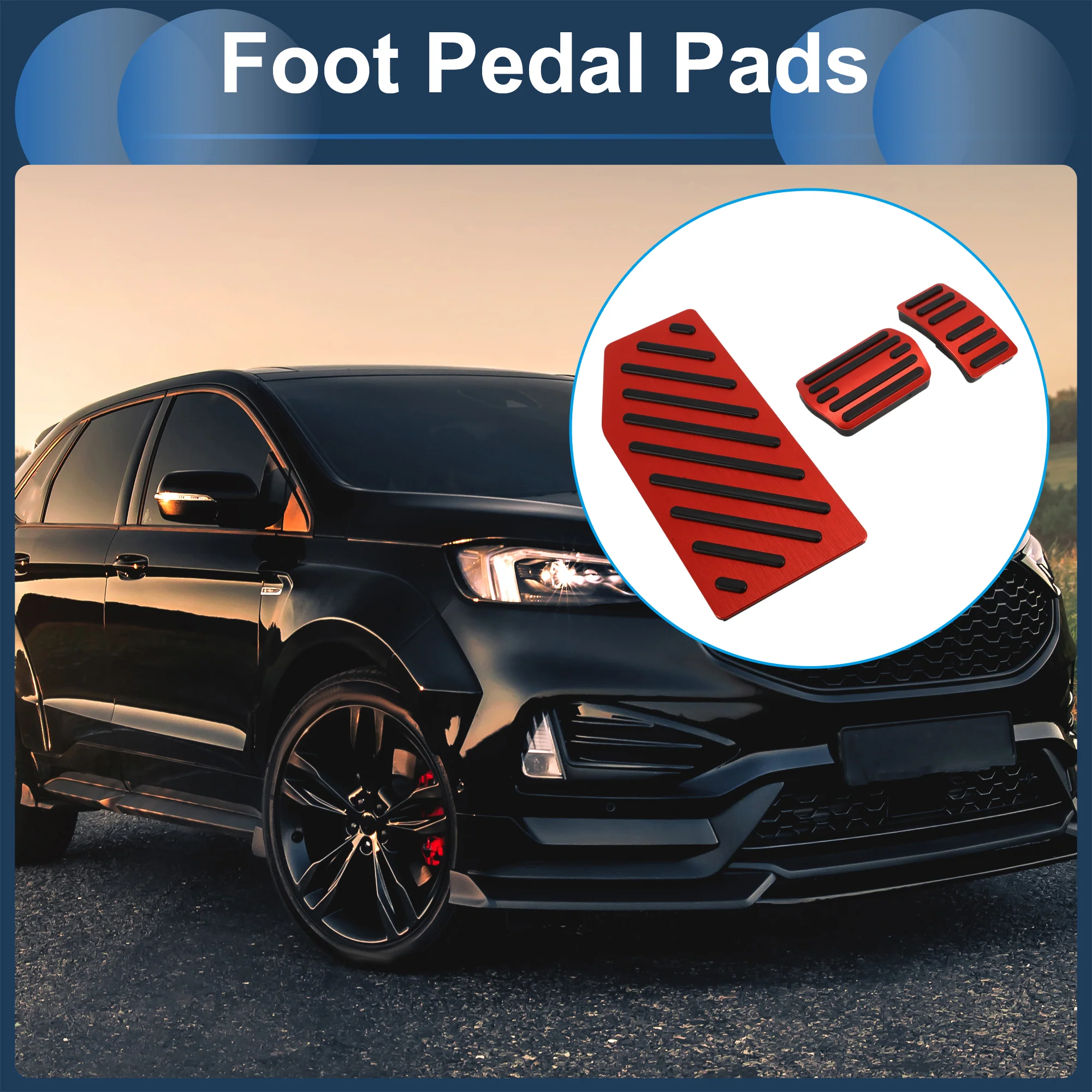 3 Pcs Automatic Foot Accelerator Pedal Covers for Ford Edge 2023 Red - Image 2
