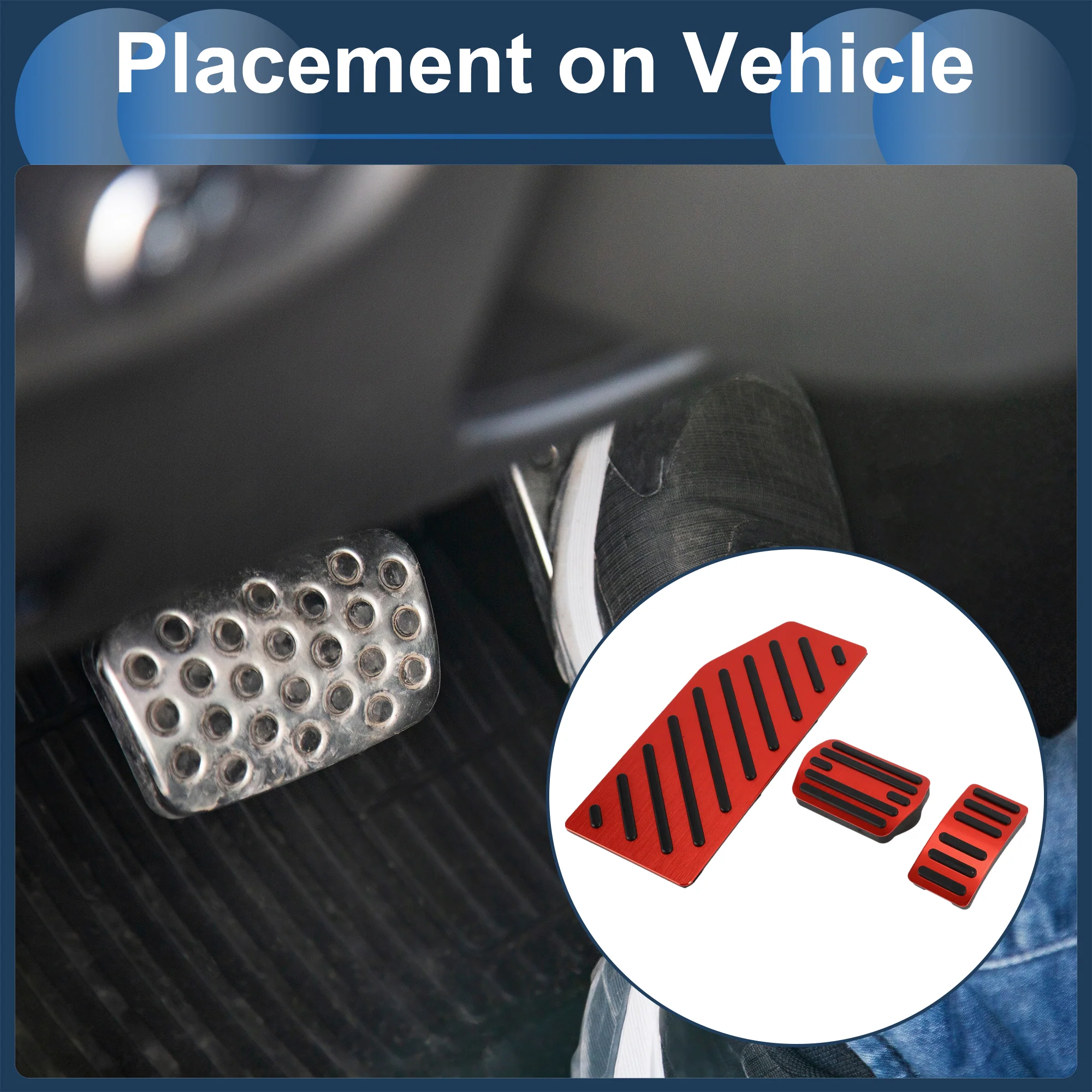 3 Pcs Automatic Foot Accelerator Pedal Covers for Ford Edge 2023 Red - Image 3