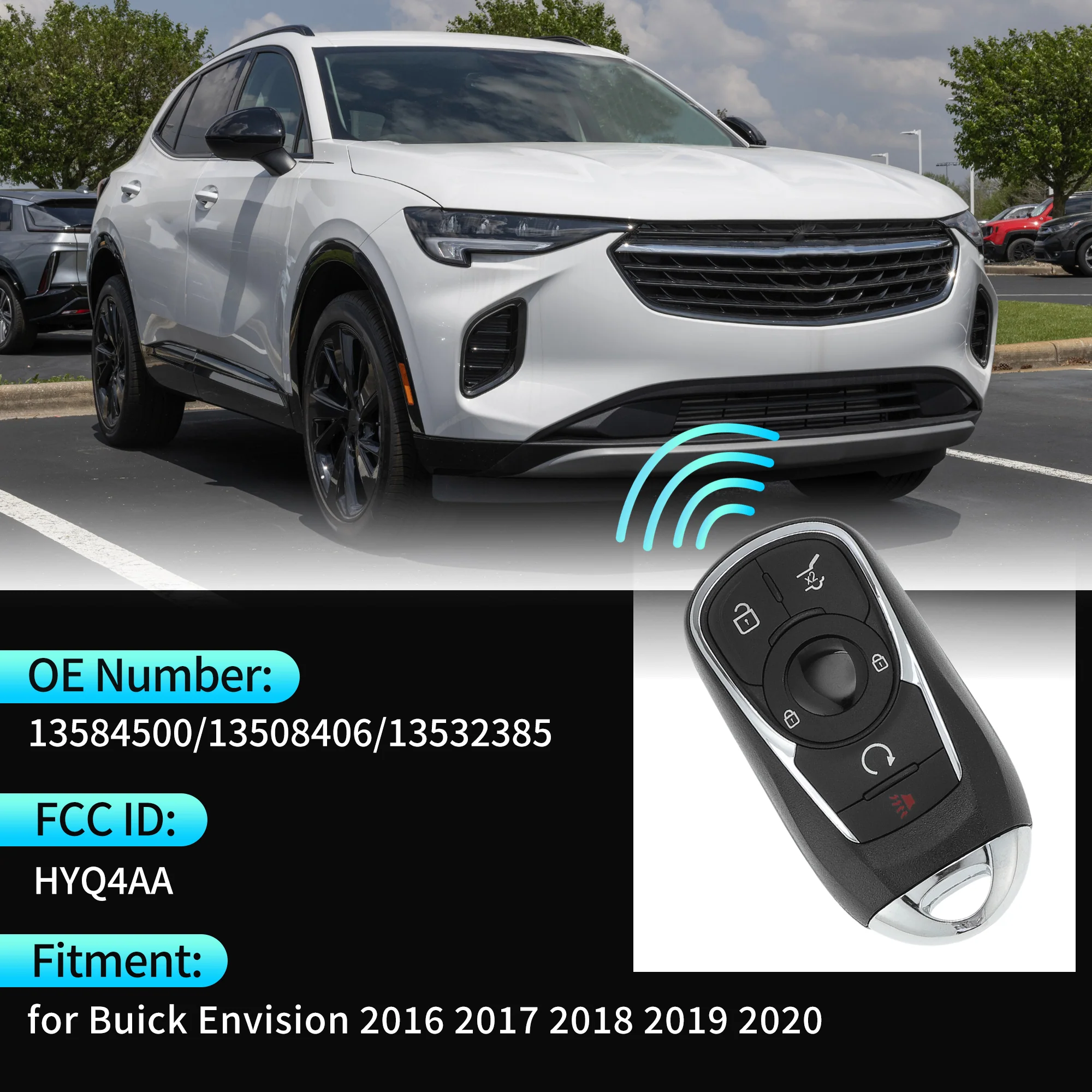 HYQ4AA 315 MHz Keyless Entry Remote Key Fob for Buick Envision 16-2020 5 Buttons - Image 3
