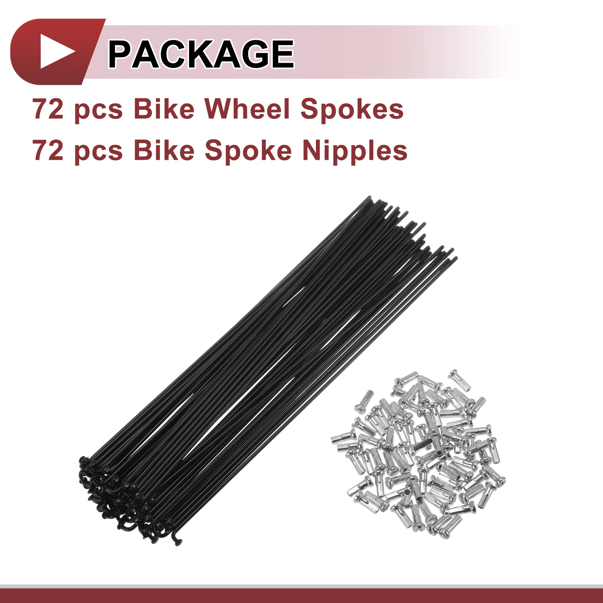 72 Set 14G Bicycle Spoke 202mm Bike Wheel Spoke Carbon Steel Black - Image 5