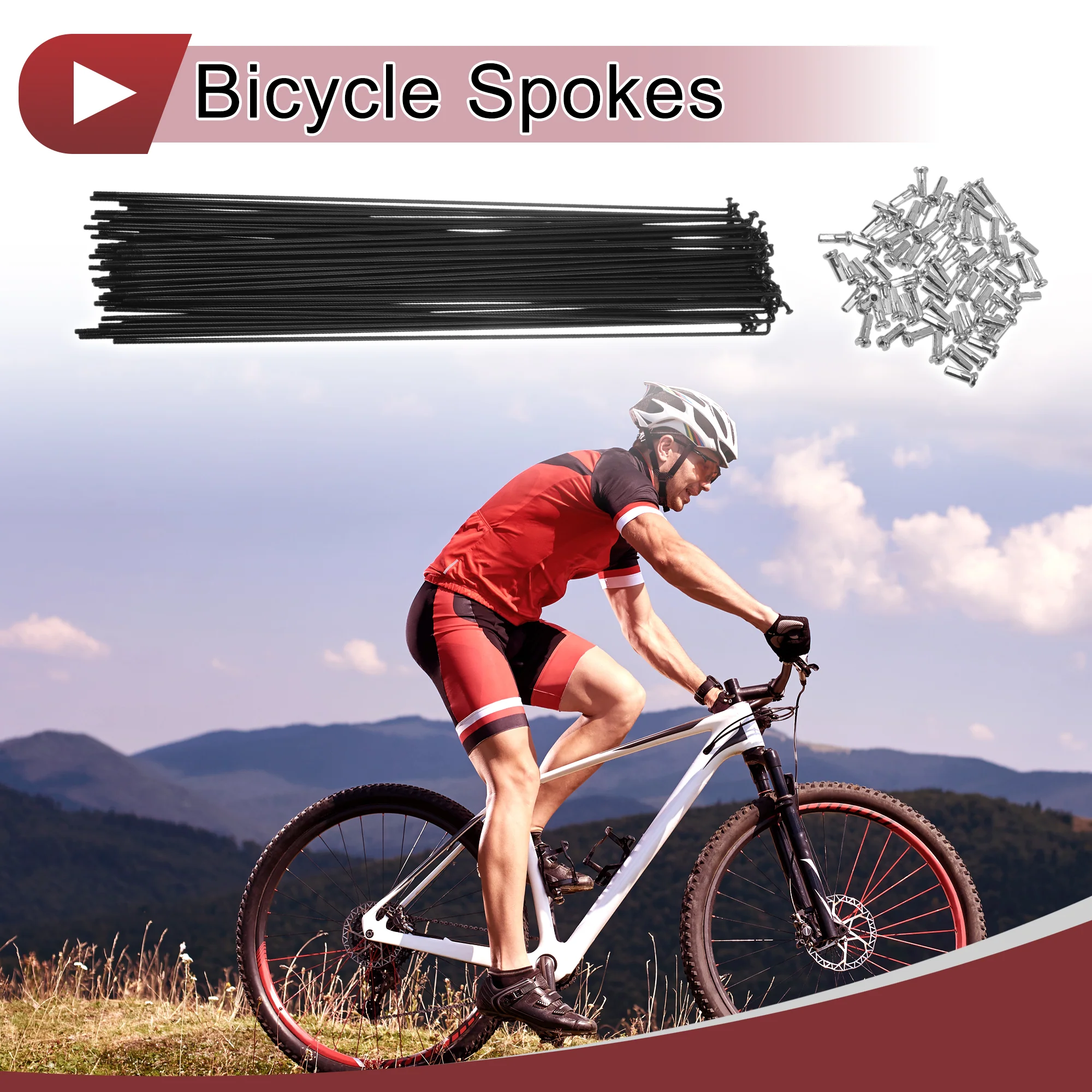 72 Set 14G Bicycle Spoke 288mm Bike Wheel Spoke Carbon Steel Black - Image 2