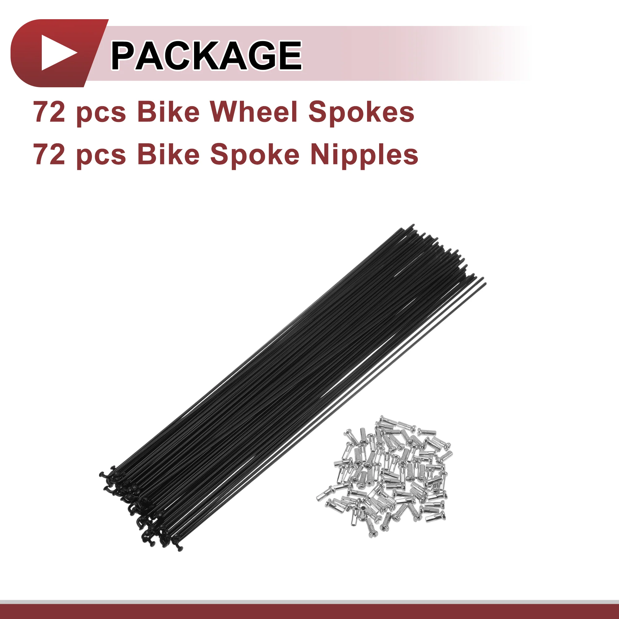 72 Set 14G Bicycle Spoke 288mm Bike Wheel Spoke Carbon Steel Black - Image 5