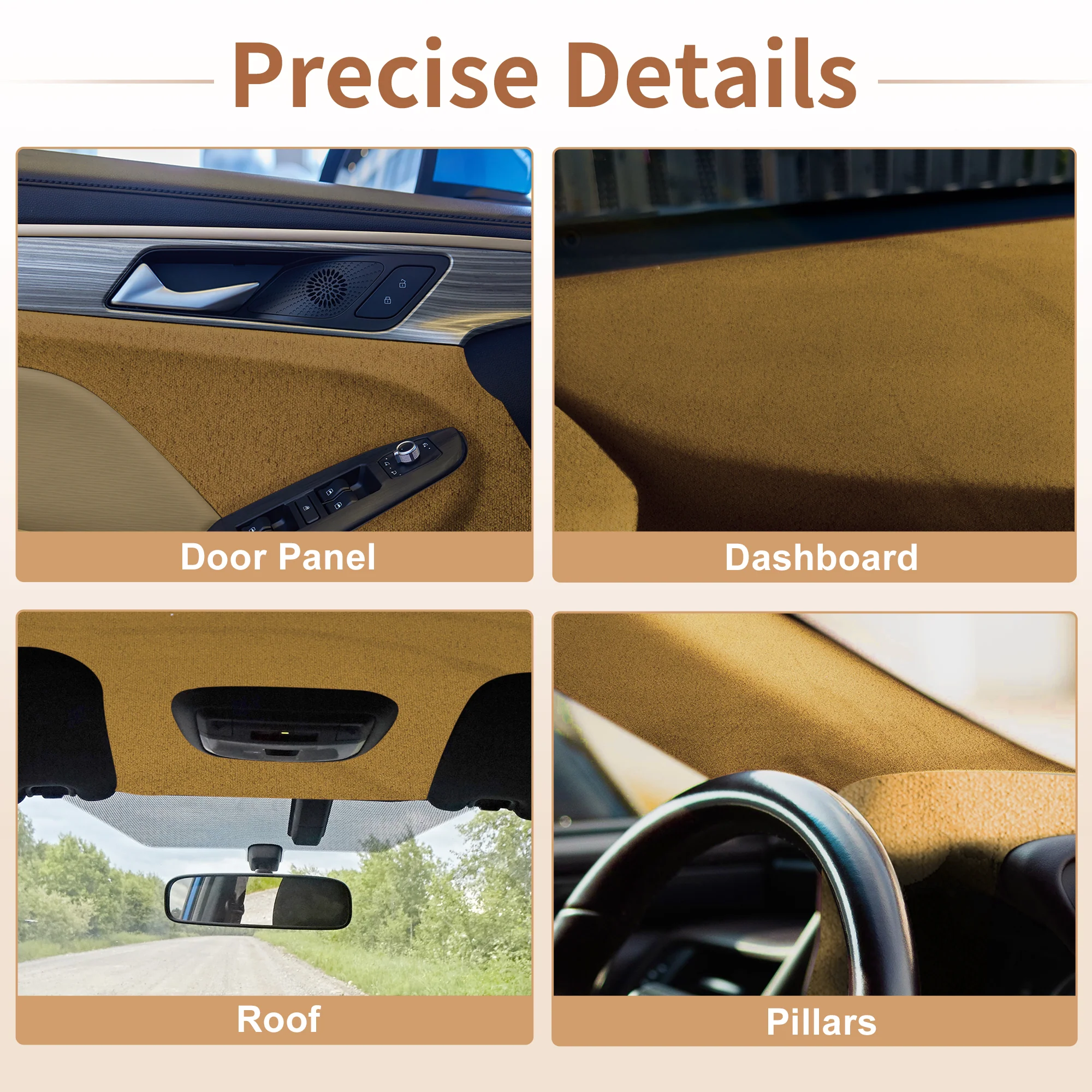 150G Suede Fabric Headliner Fabric 63.78" x 47.64" Foam Back for Car Roof Repair - Image 4