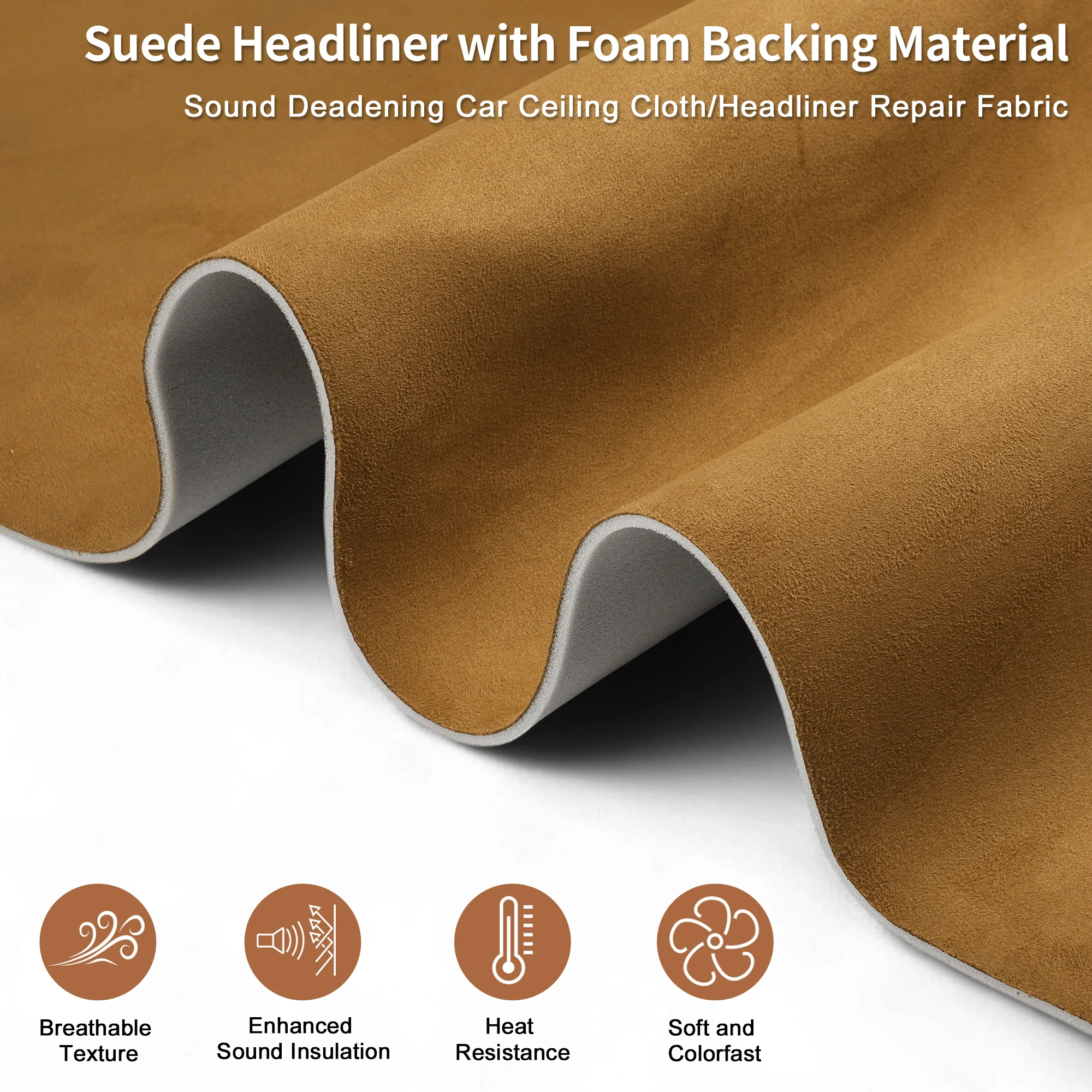 150G Suede Fabric Headliner Fabric 84.65" x 47.64" Foam Back for Car Roof Repair - Image 5