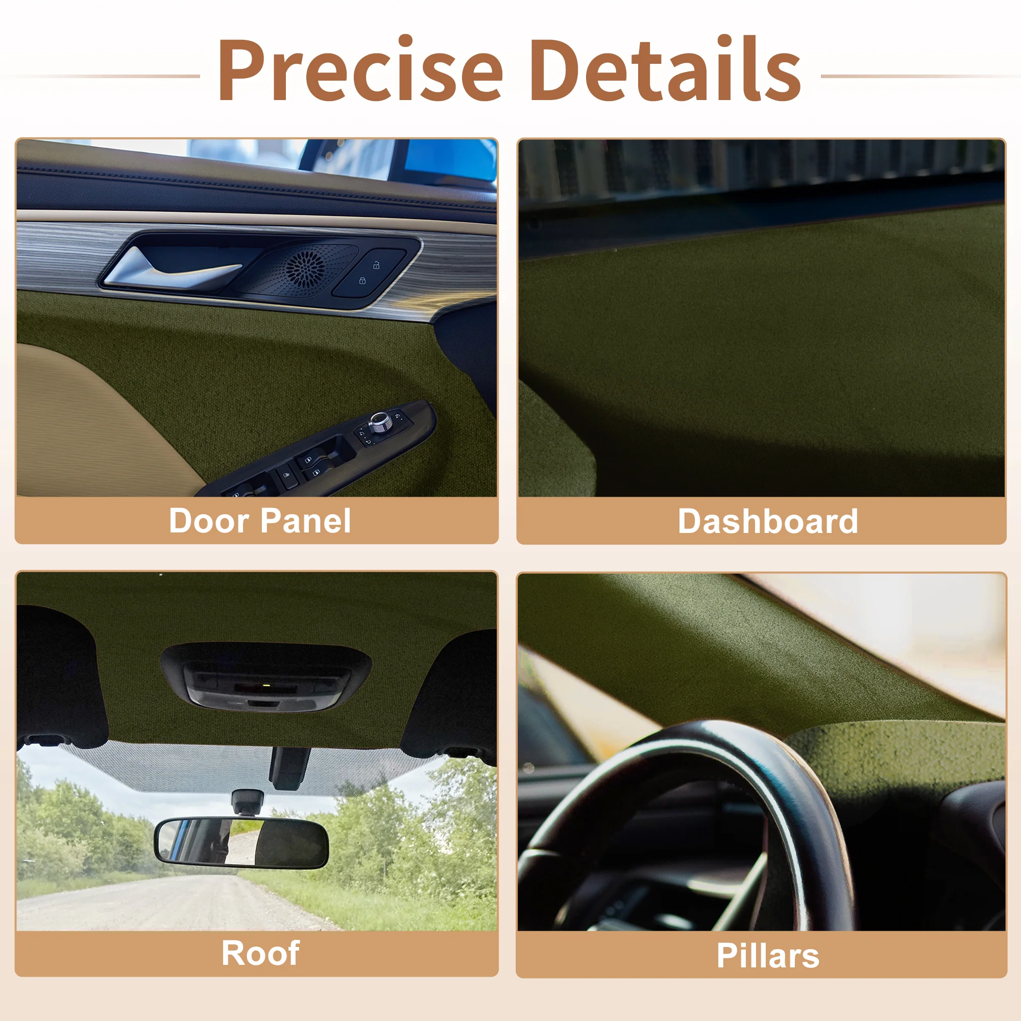 150G Suede Fabric Headliner Fabric 84.65"x 57.09" Foam Back for Car Roof Repair - Image 4