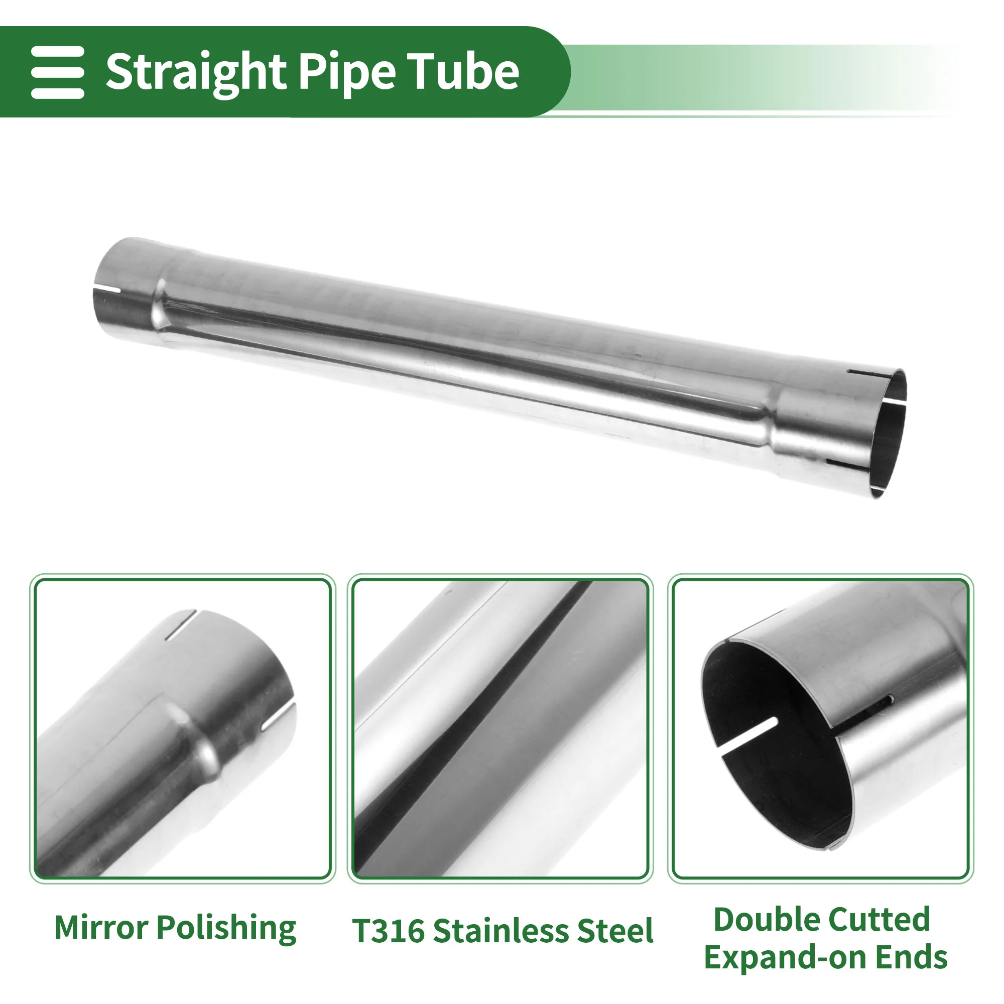 2" OD 18inch Length Straight Exhaust Pipe Tube Car Tubing Piping - Image 4