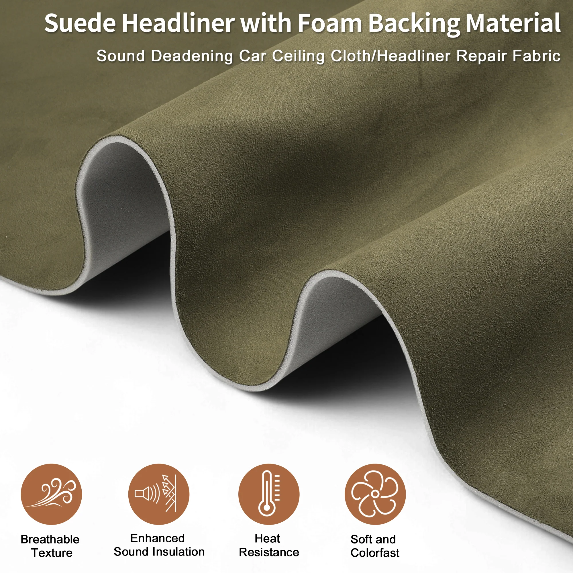 160 G Suede Fabric Headliner Fabric 79.92"x59.84" Foam Back for Car Roof Repair - Image 5