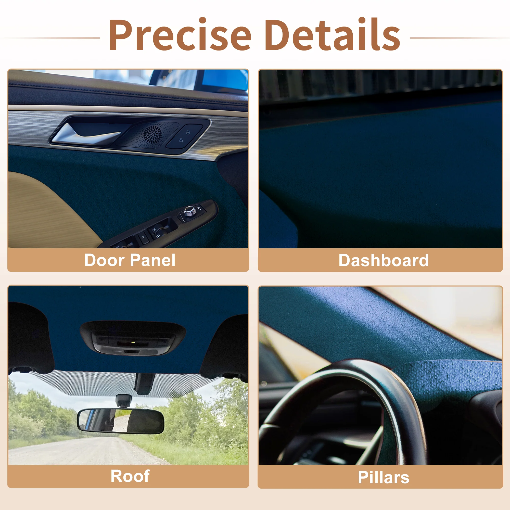 160G Suede Fabric Headliner Fabric 59.84"x 59.84" Foam Back for Car Roof Repair - Image 4